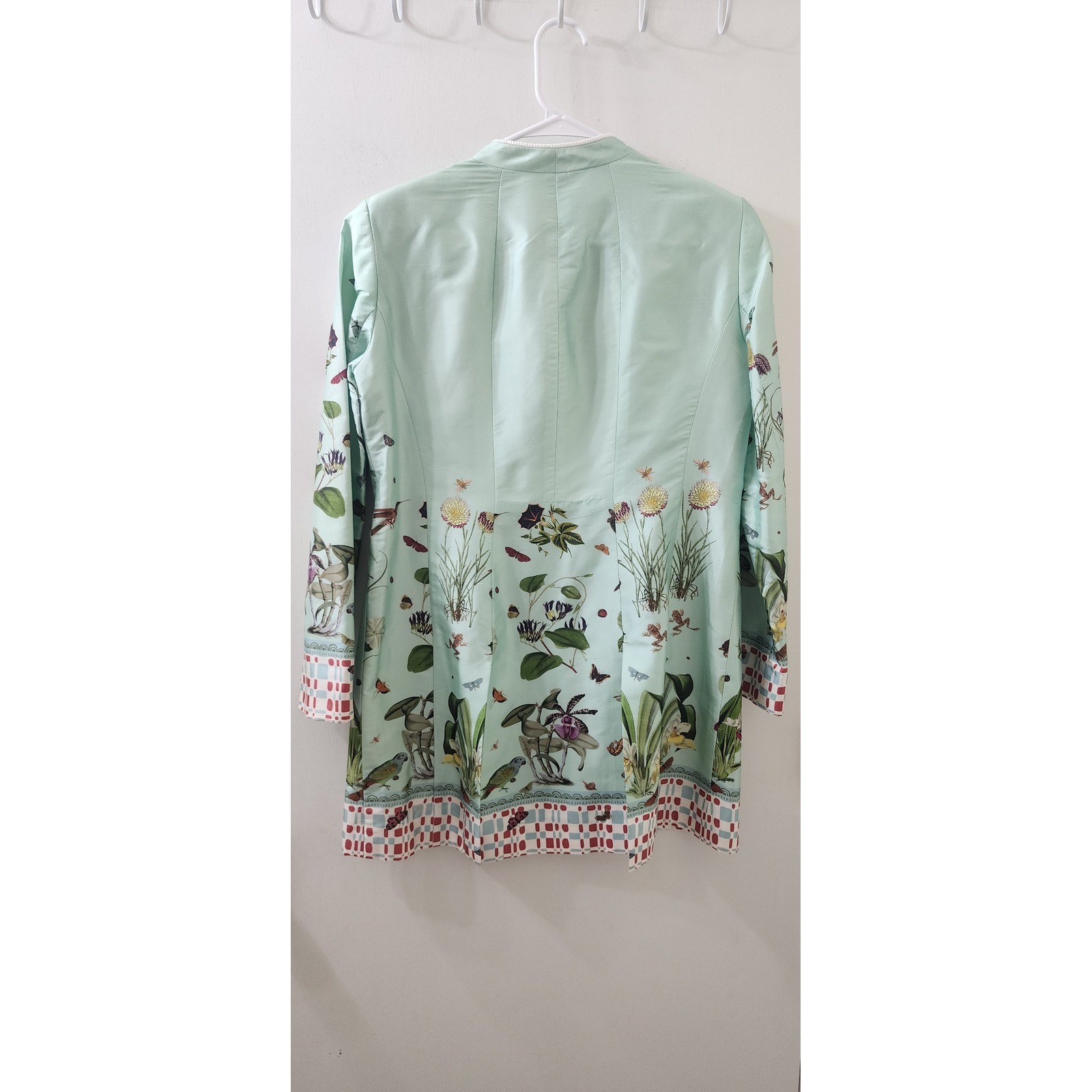 Gramercy Atelier Mint Green Botanical Print Longline Blazer Jacket Womens 6