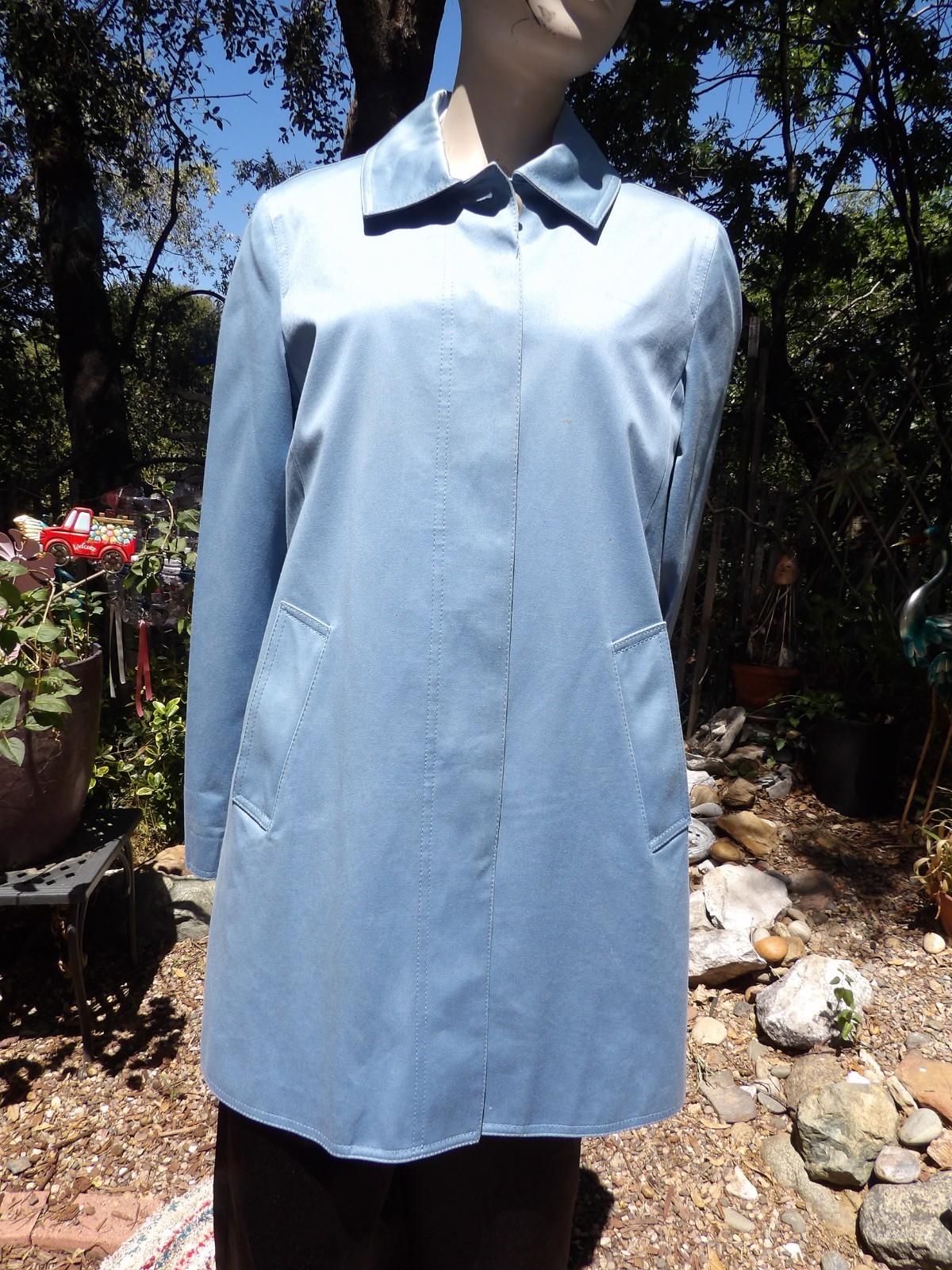 COACH WOMEN’S COTTON POLYESTER BABY BLUE BUTTON UP TRENCH COAT M