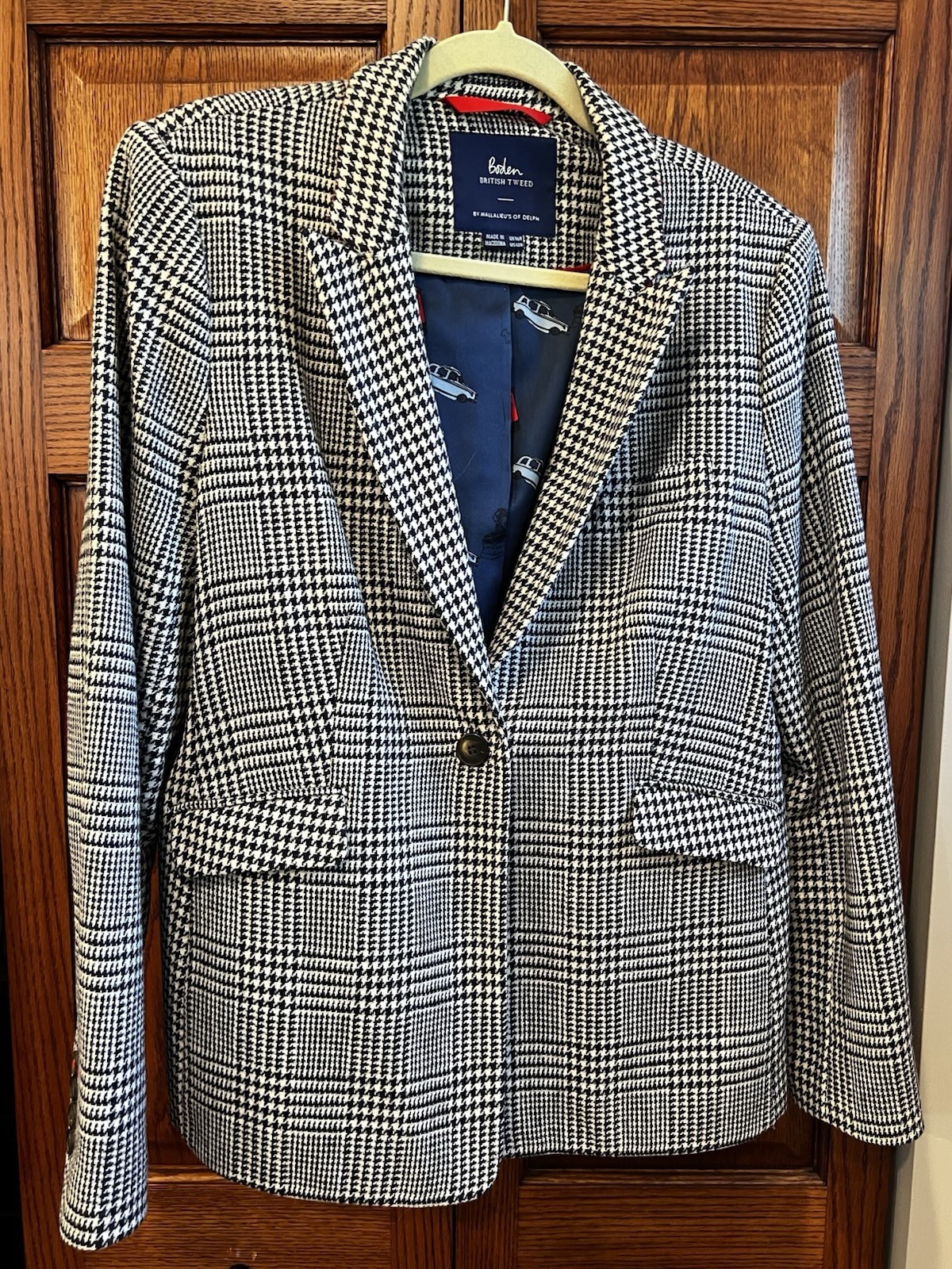 BODEN Moon Tweed Jacket 12 Blazer Country Hacking Plaid Tartan Houndstooth