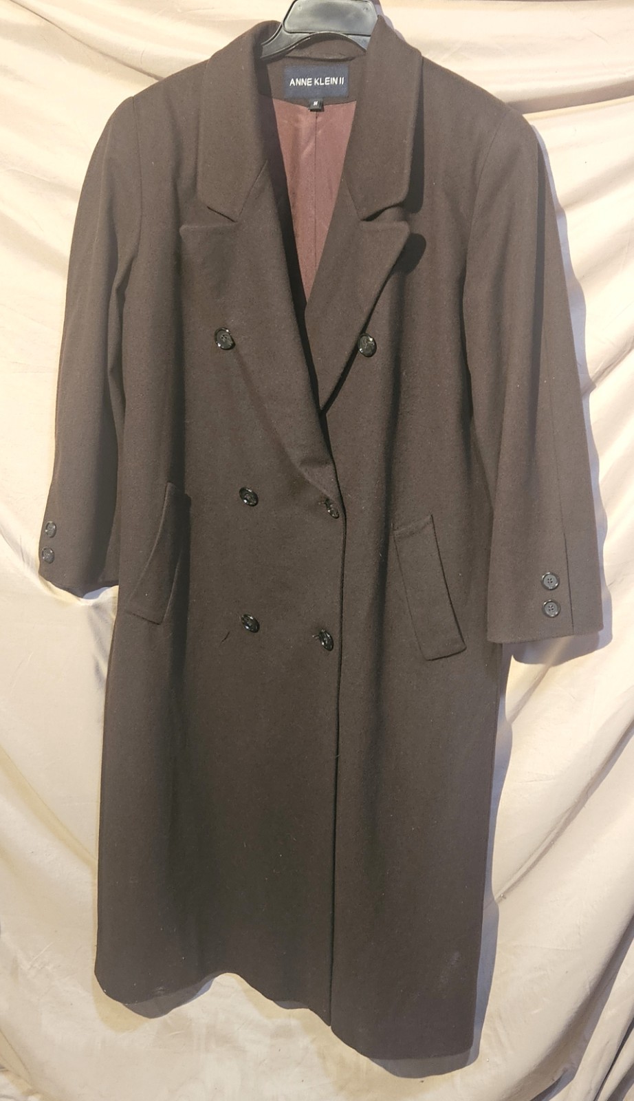 Anne Klein II Classic Brown Wool Cashmere Angora Blend Coat – Size 14