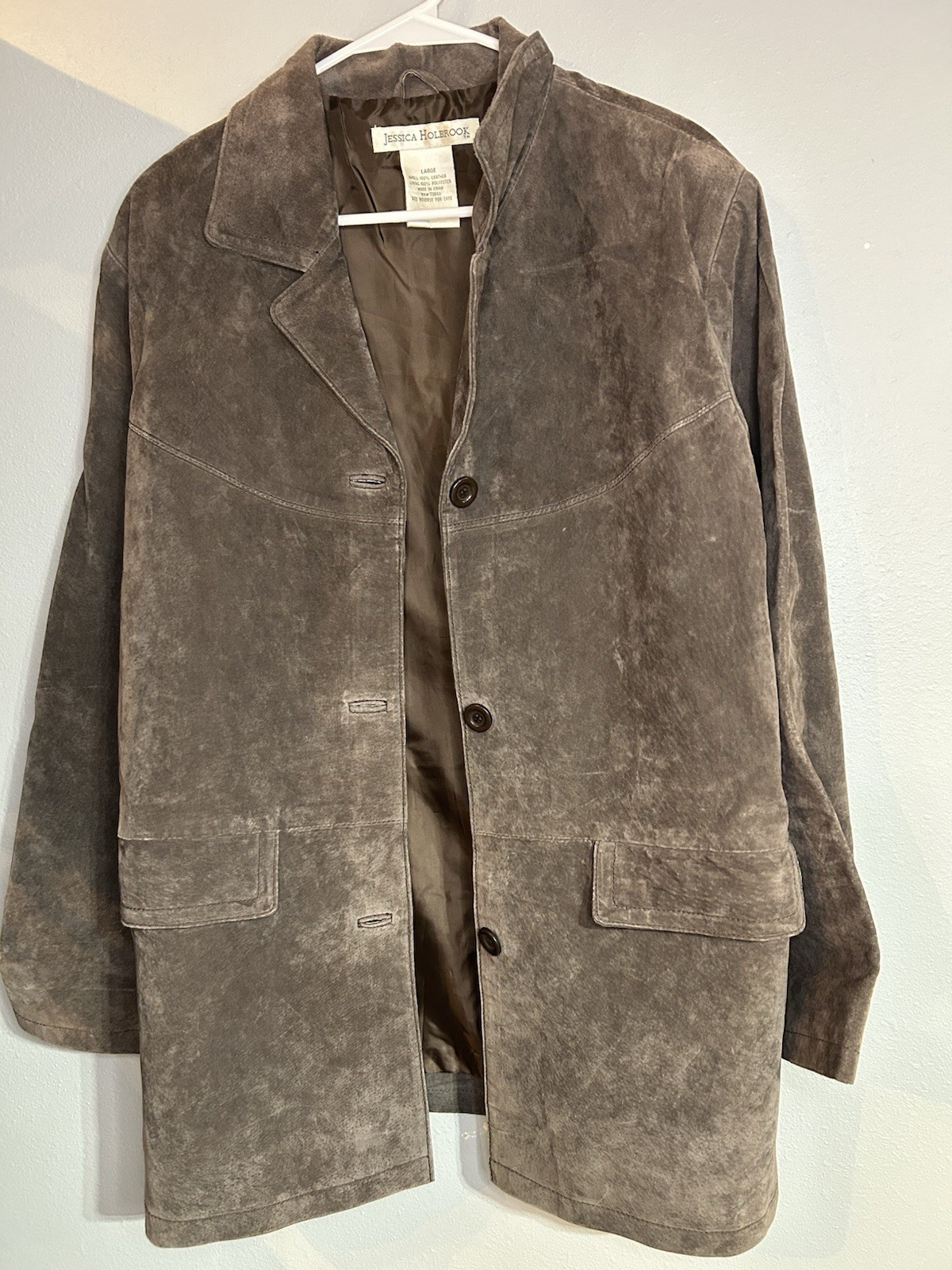 Jessica Holbrook Leather Jacket Large Vintage Y2K / 90s Brown Suede