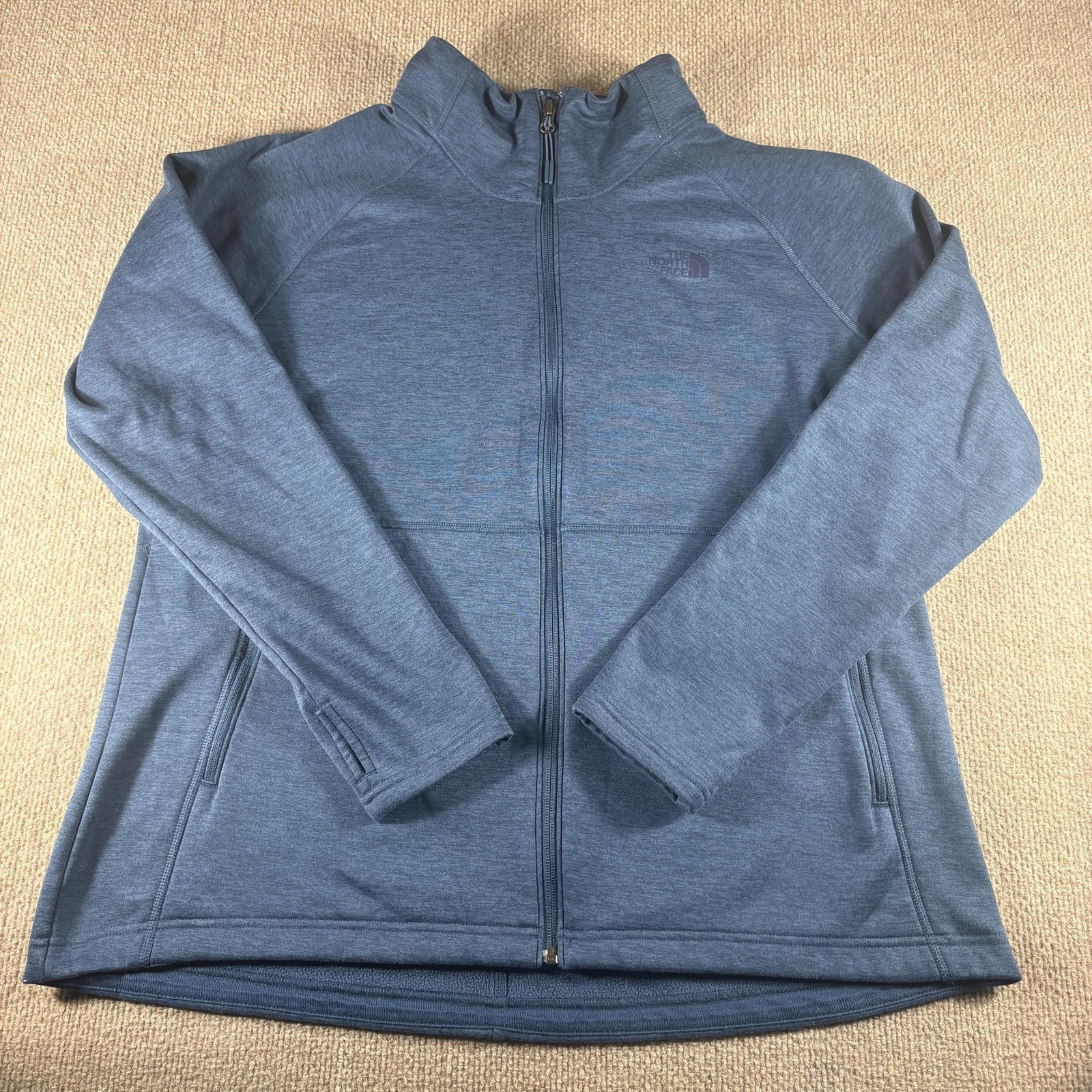 The North Face Jacket Womens XXL Blue Fleece Full Zip Stretch Pockets Cozy Warm