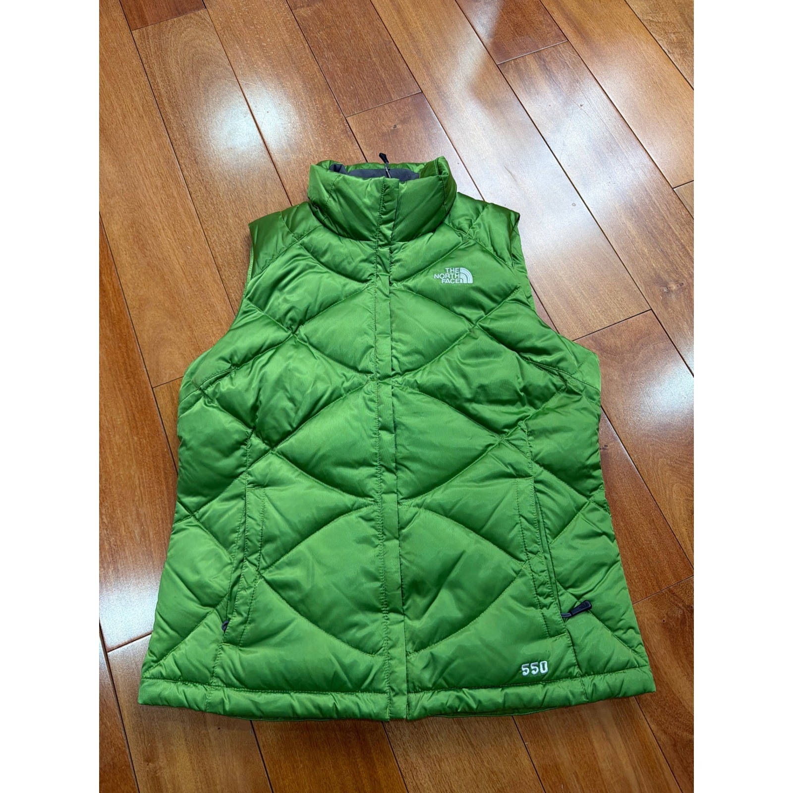 The North Face 550 Down Puffer Vest Womens Green Diamond Quilt Medium