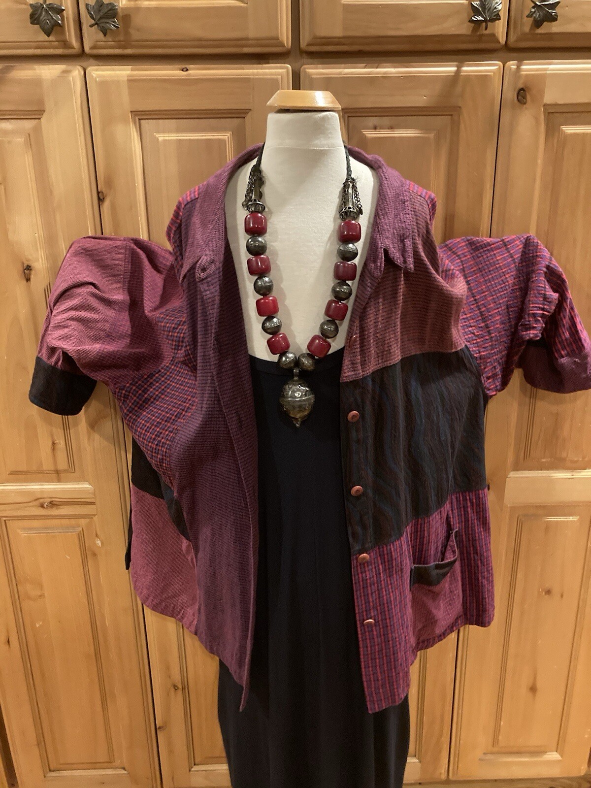 Art to Wear Winter Sun Jacket/Shirt Handmade 2X Ecuador Rare Flannel pocket