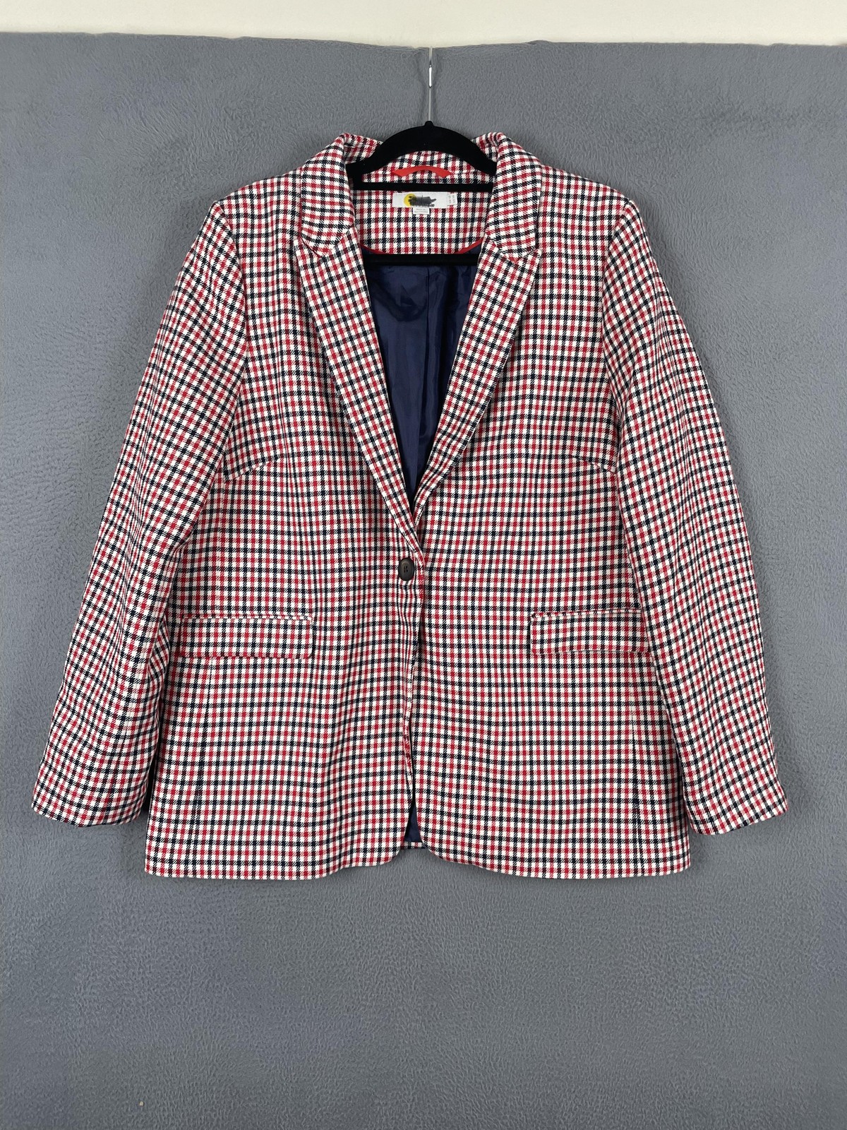 Boden Bramley Blazer Womens 14 US Multicolor Check Collared Lined Pockets Preppy
