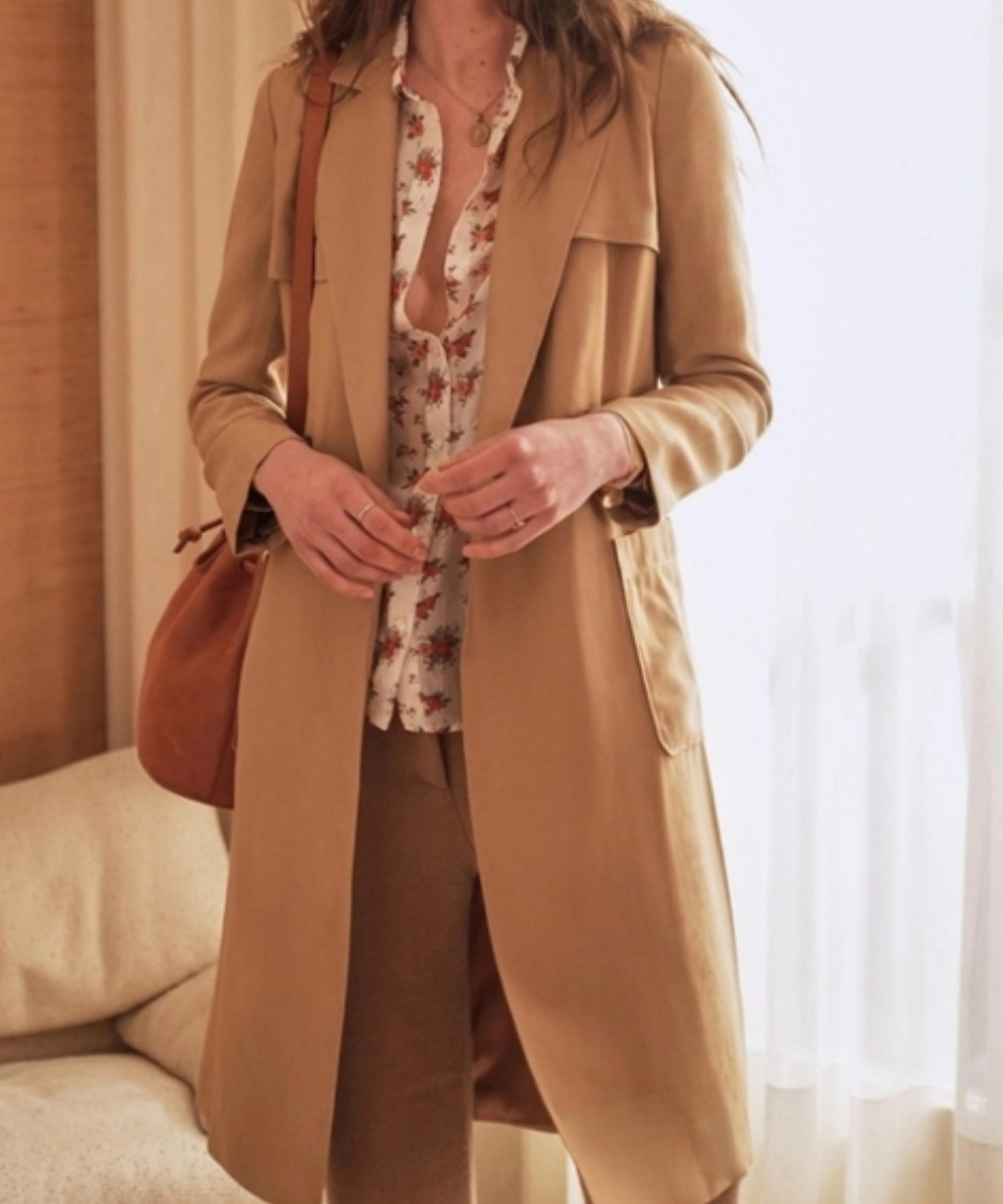 Sezane Oprah Trench Coat Size 34 in good condition with original dust cover