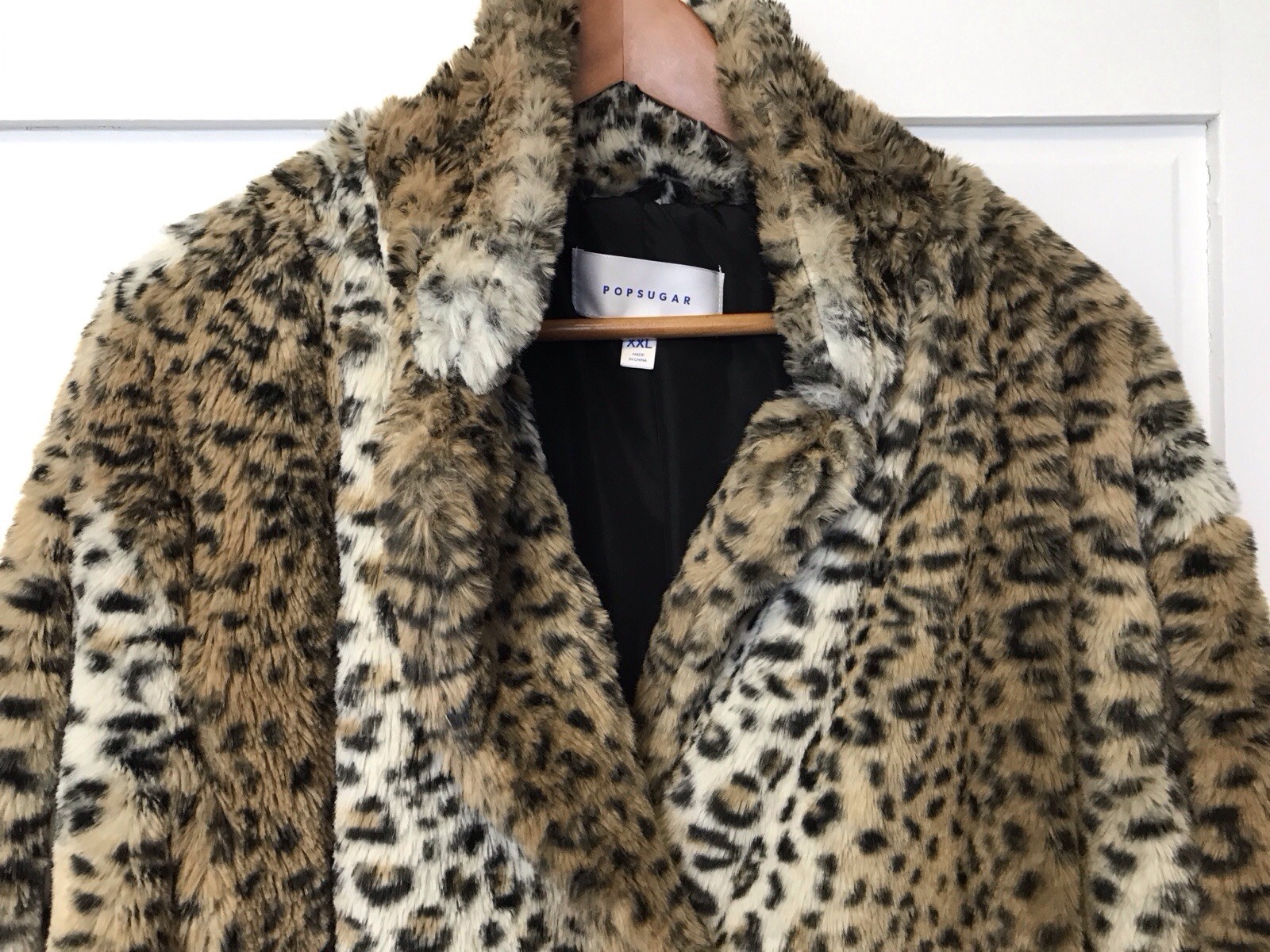Popsugar Faux Leopard Fur Woman’s Jacket. XXL