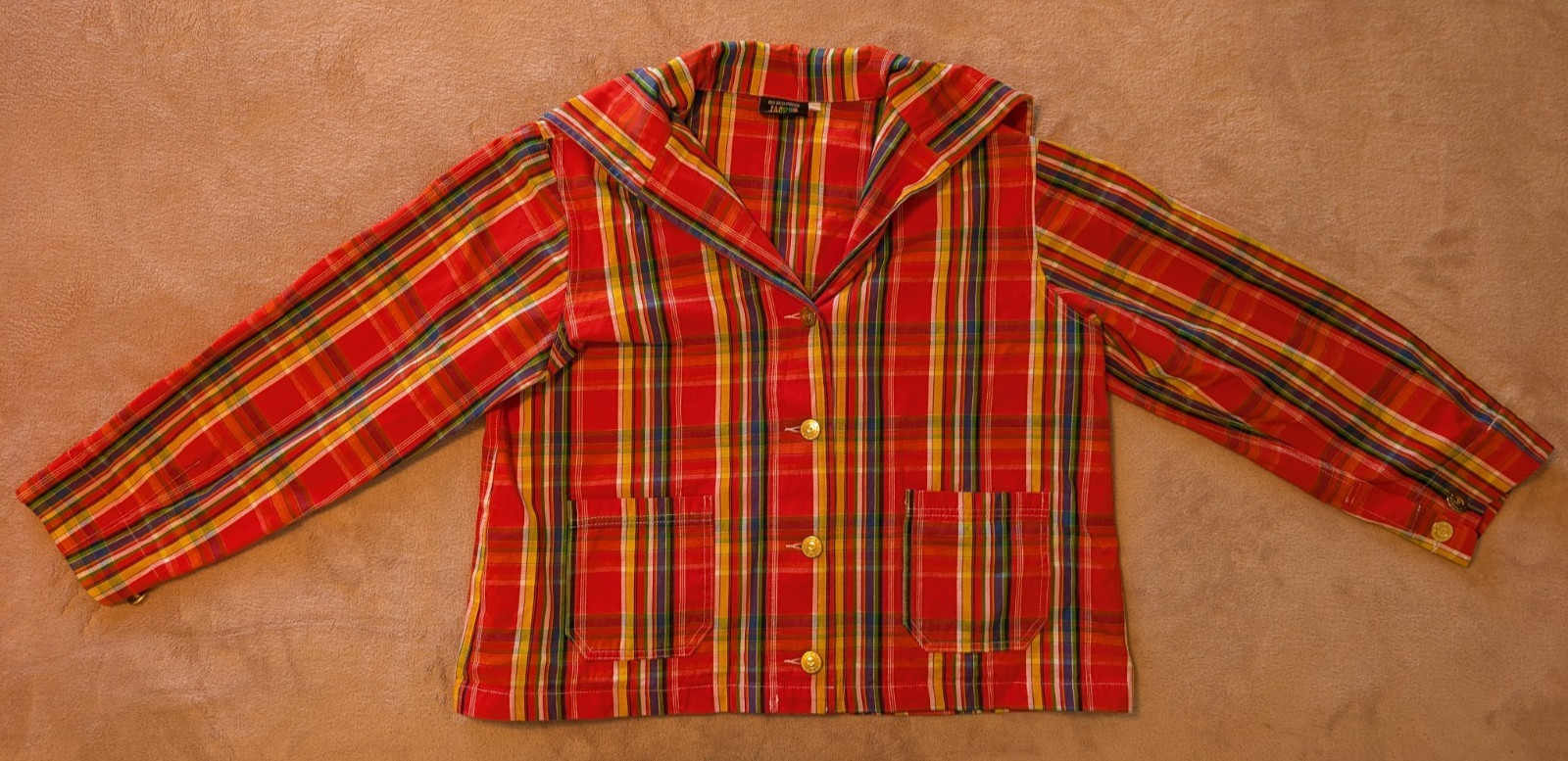 Big Bud Press Plaid Oversized Sailor Jacket Women’s Size L USA 100% Cotton