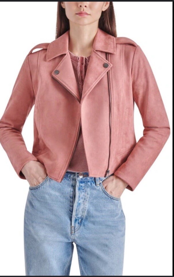 BB Dakota Steve Madden Women Faux Suede Moto Jacket Fashion Staple SZ XLarge