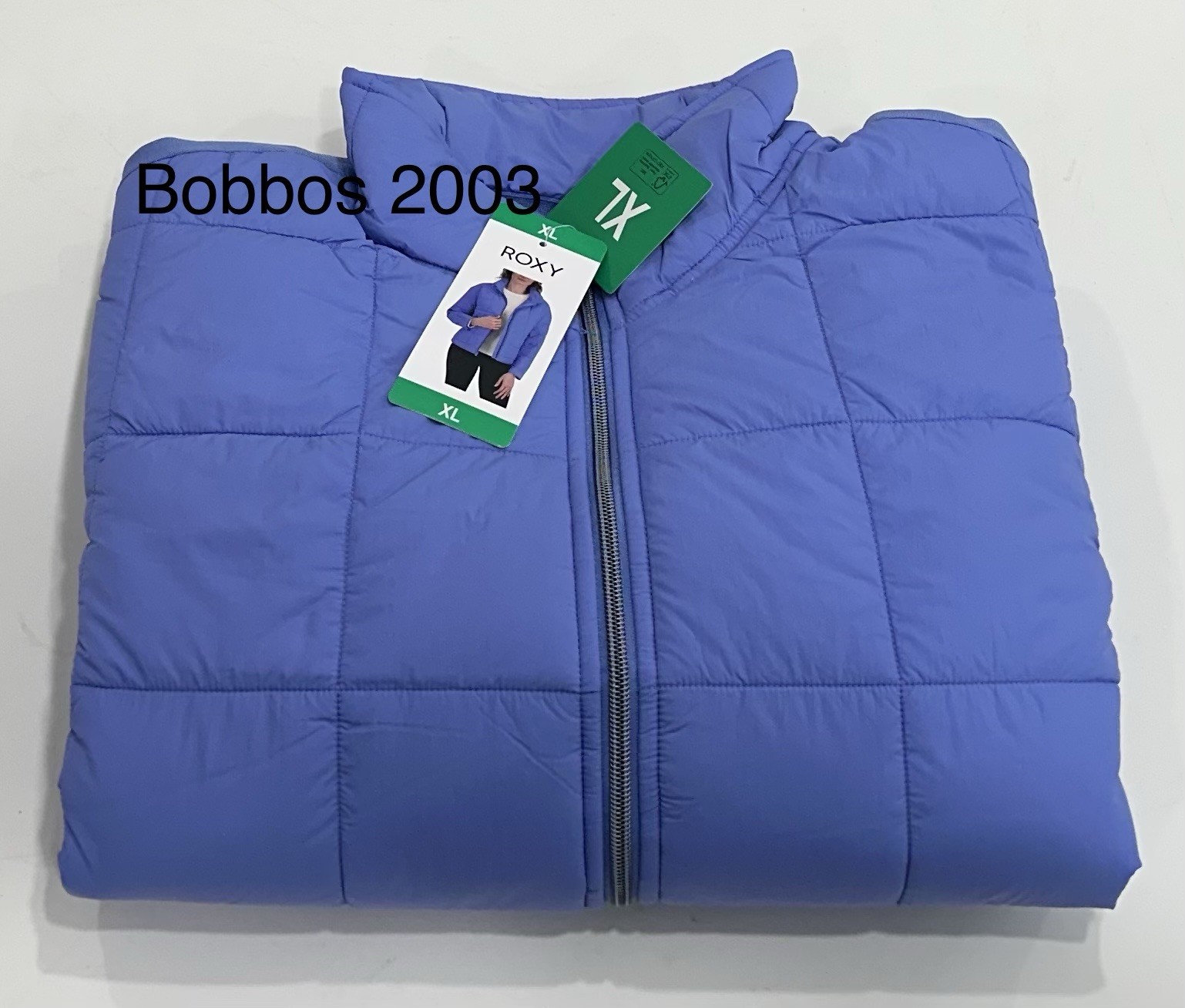 Roxy Women’s Pockets Quilted Jacket, Blue, Size XL