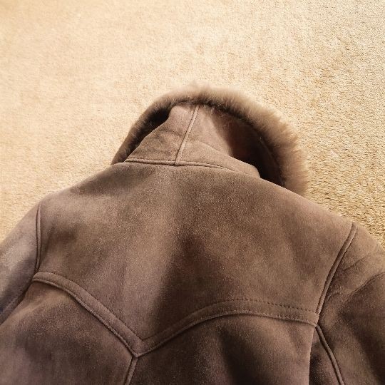 Real Mouton Fur Coat Shearling Jacket Spain Warm Brown M