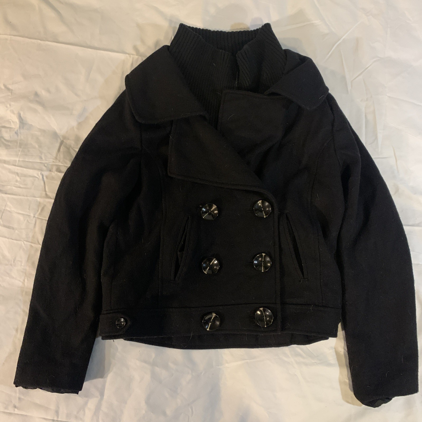 Route 66 Womens Hip Length Peacoat With Zip Cowl
