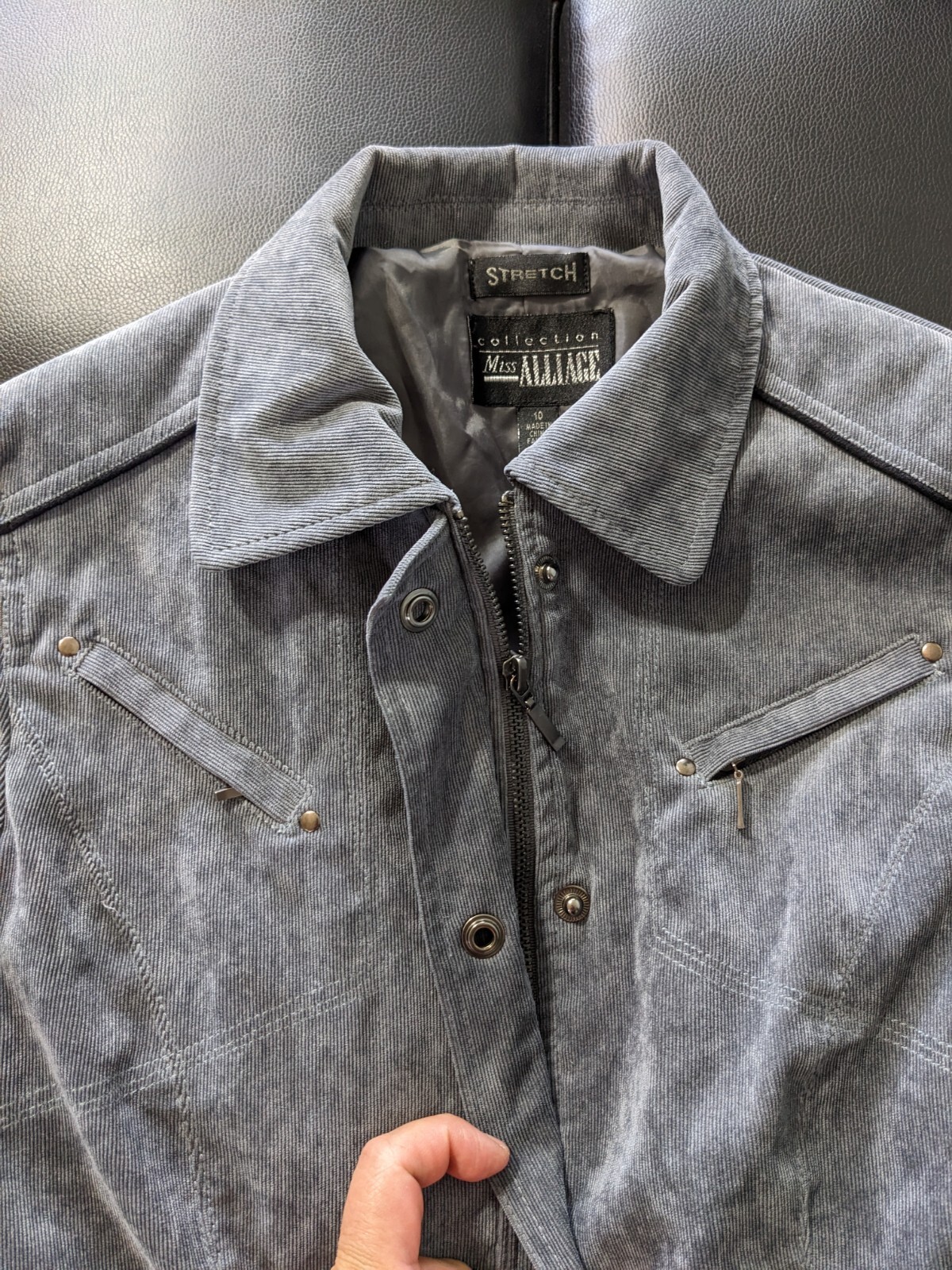 Miss Alliage Suede Gray Women’s Zip & Button Jacket 10