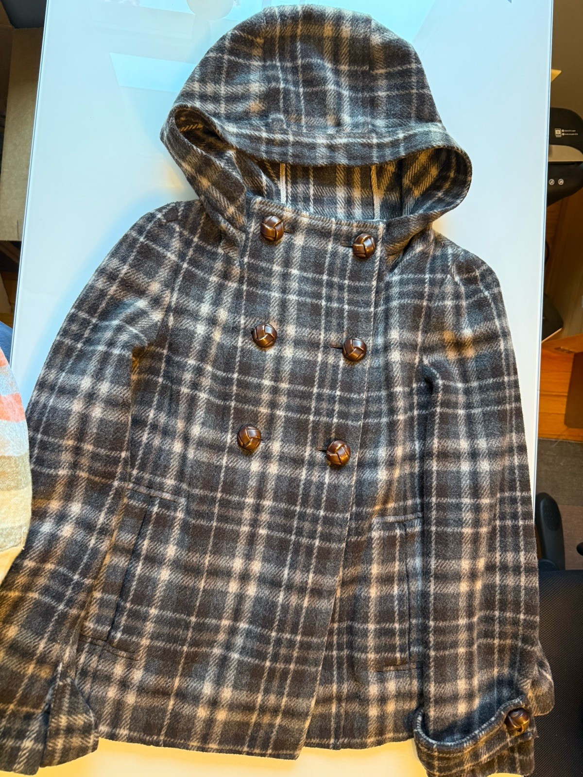 Zara Basic Size Small Women’s Plaid Wool Blend Jacket Made In Spain