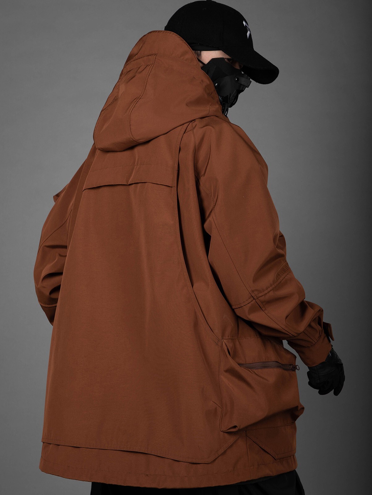 Niepce Brown Storage X Tech Jacket Streetwear Windbreaker Zip Up Coat for Men