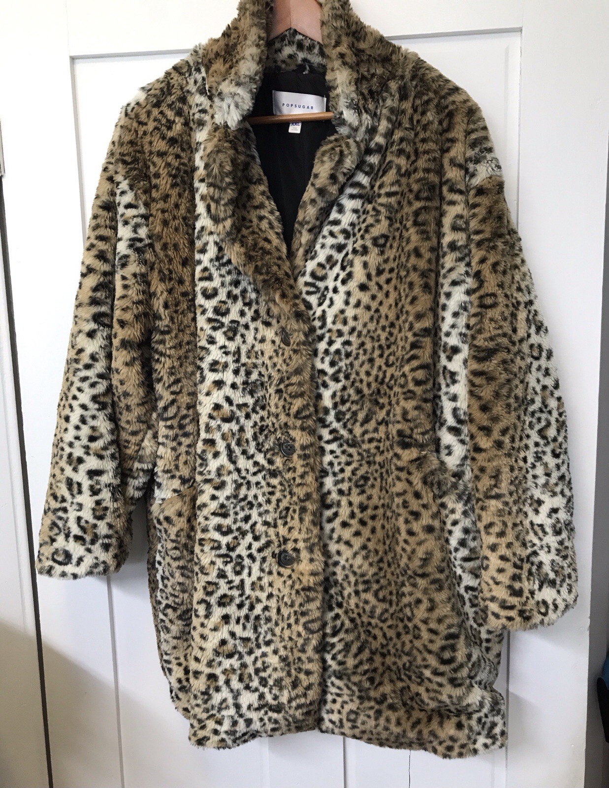 Popsugar Faux Leopard Fur Woman’s Jacket. XXL