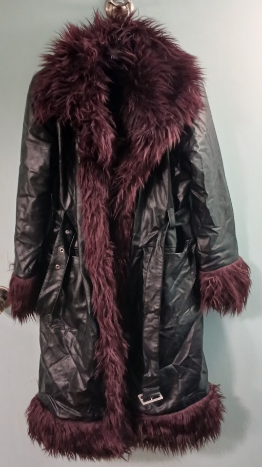 Faux Leather Trench Coat The Ragged Priest Limited Edition Y2K Faux Fur Trim