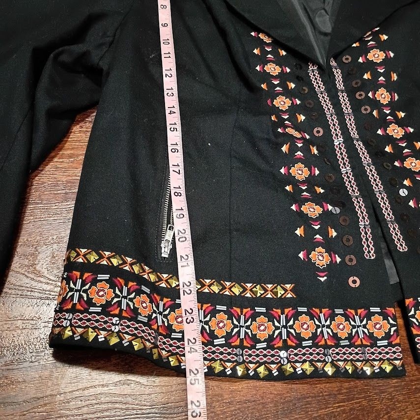 INC International Concepts Womens Embroidered Black Jacket 3X Cotton Polyester