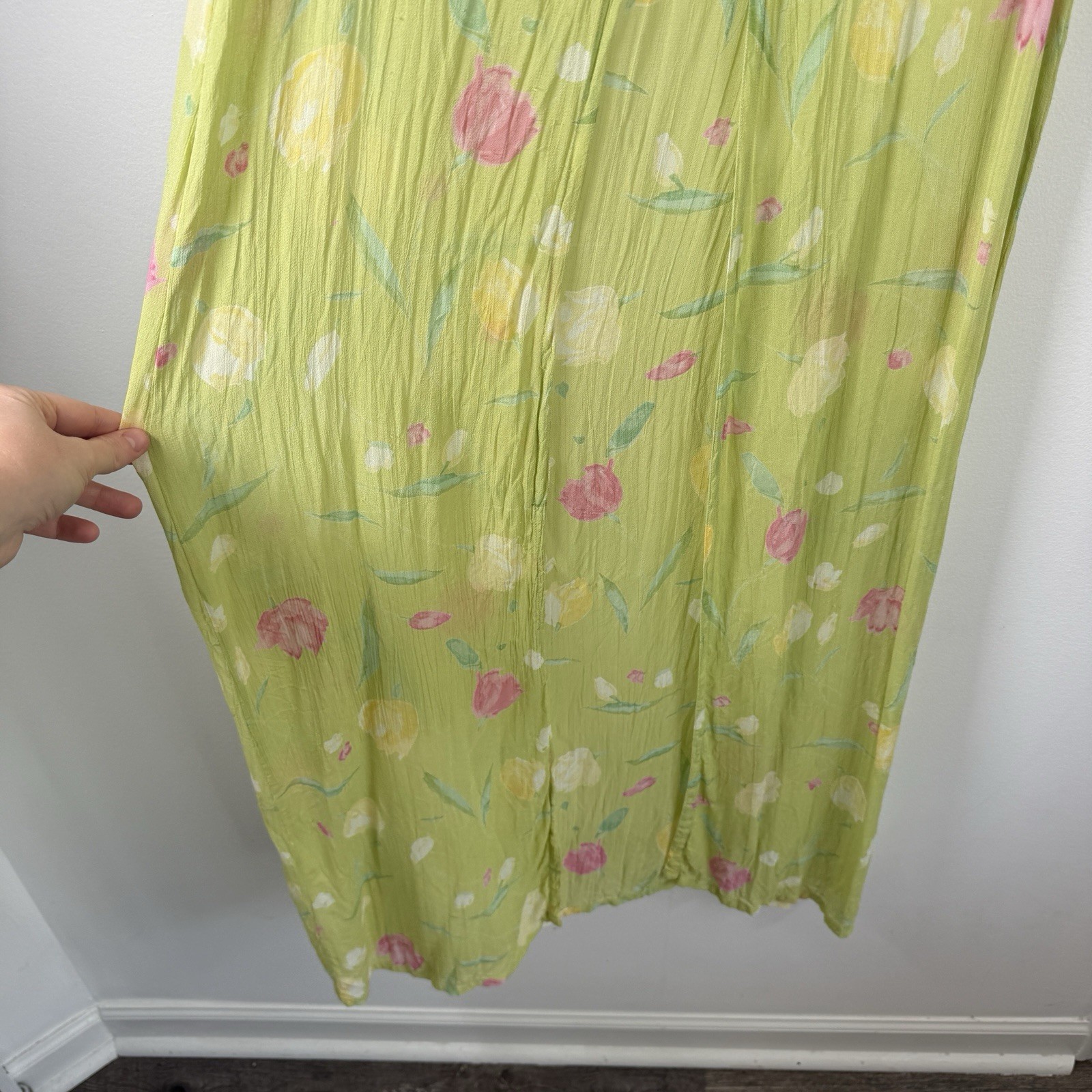 April Cornell Vintage Y2K Green Floral Sheer Kimono Cottagecore Womens Small