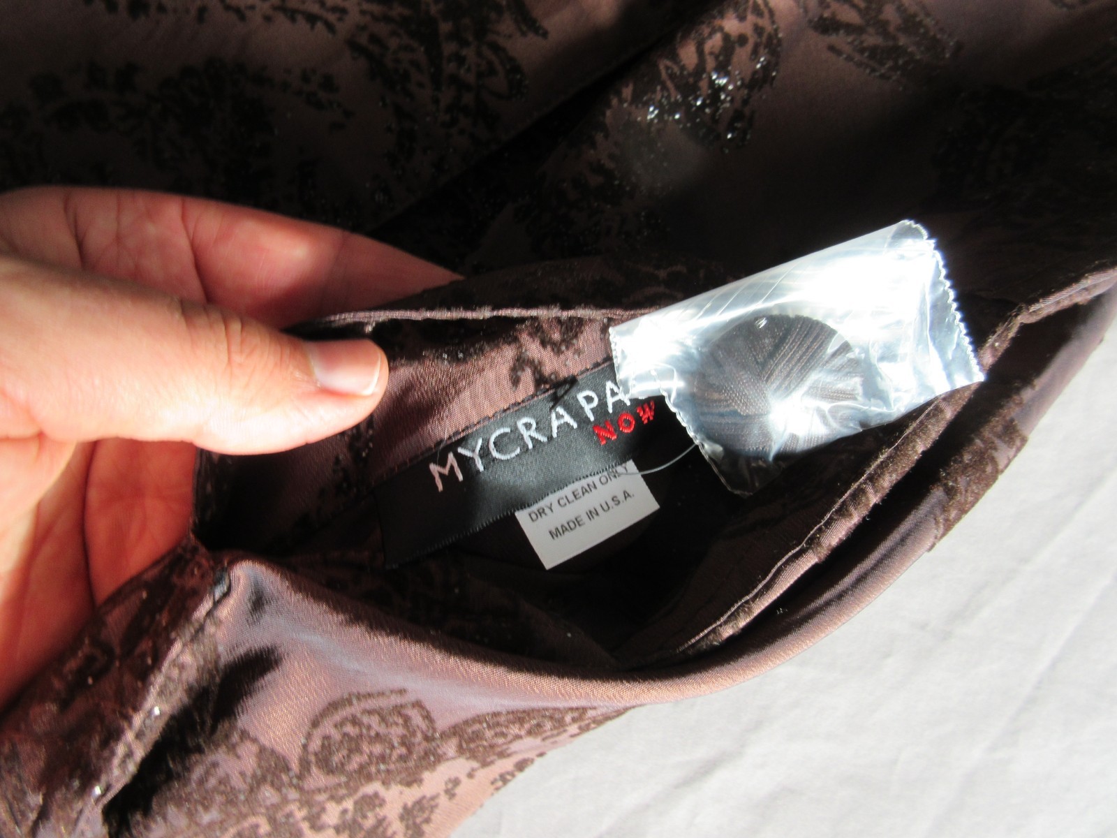 MYCRA PAC donatella dark brown embossed pattern reversible raincoat 1 SM