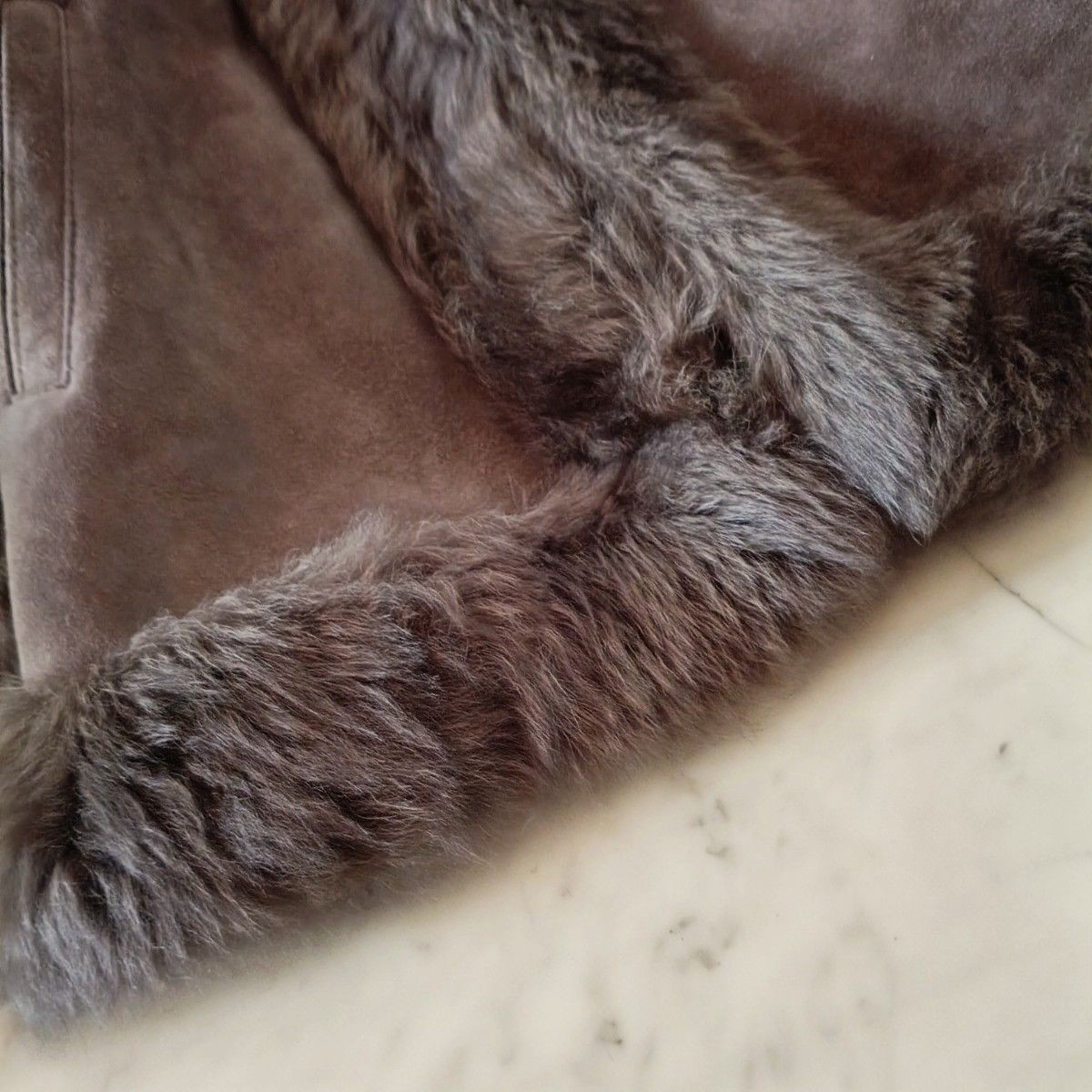 Real Mouton Fur Coat Shearling Jacket Spain Warm Brown M