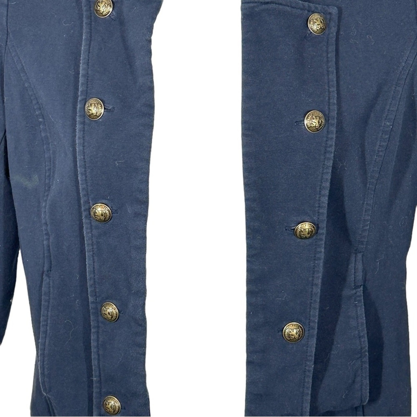 Tommy Hilfiger Military Band Jacket Womens M Navy Gold Button Cropped Cotton