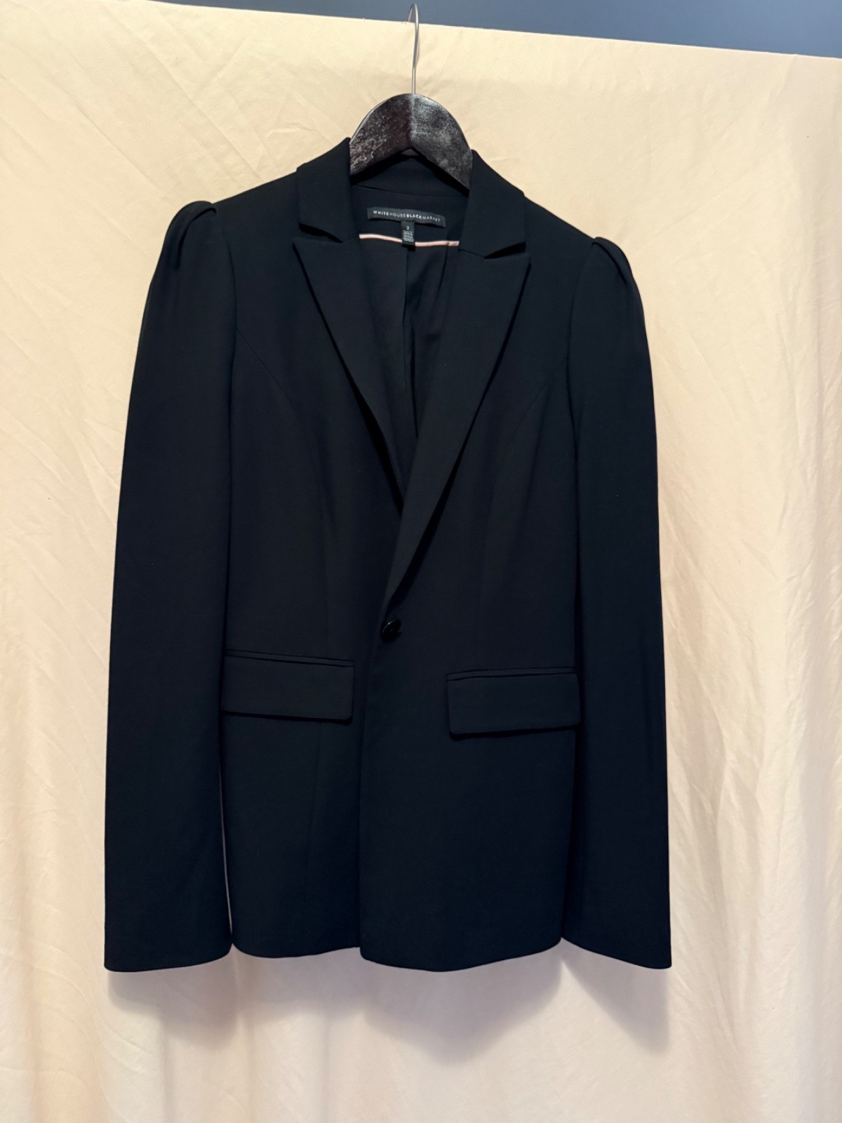 White House Black Market Women Black Tuxedo Style Jacket Size 2