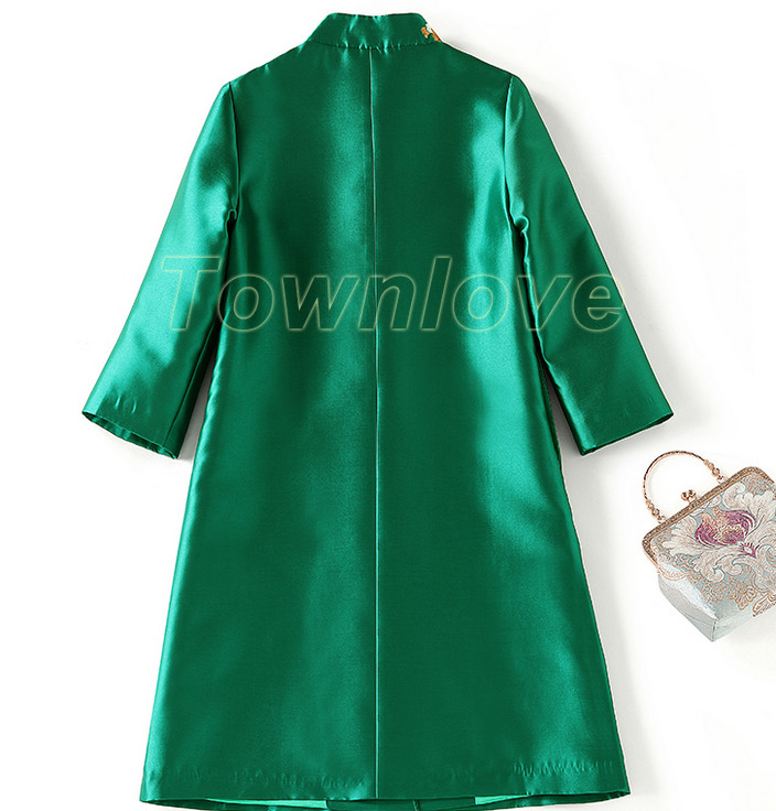 Womens Tang Jackets Silk Chinese Style Retro Single Embroidered Windbreaker SZ