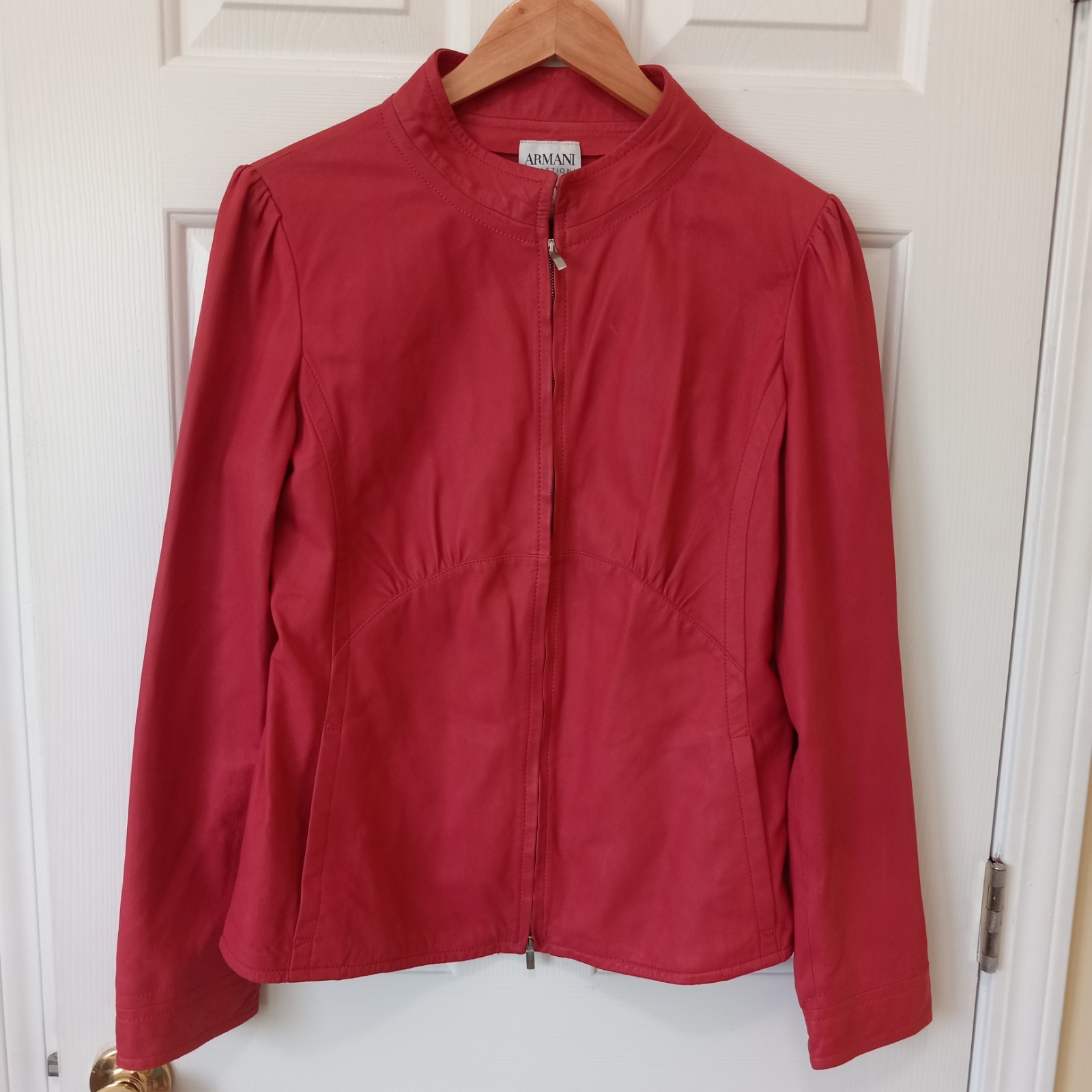 ARMANI COLLEZIONI Women’s Red Full Zip Jacket Casual Career Everyday Size 14
