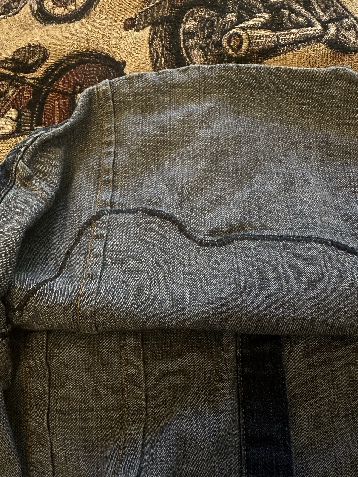 Vtg Y2K GAP Womens Motorcycle Brocade Appliqué Up Cycled Trucker Denim Shacket M