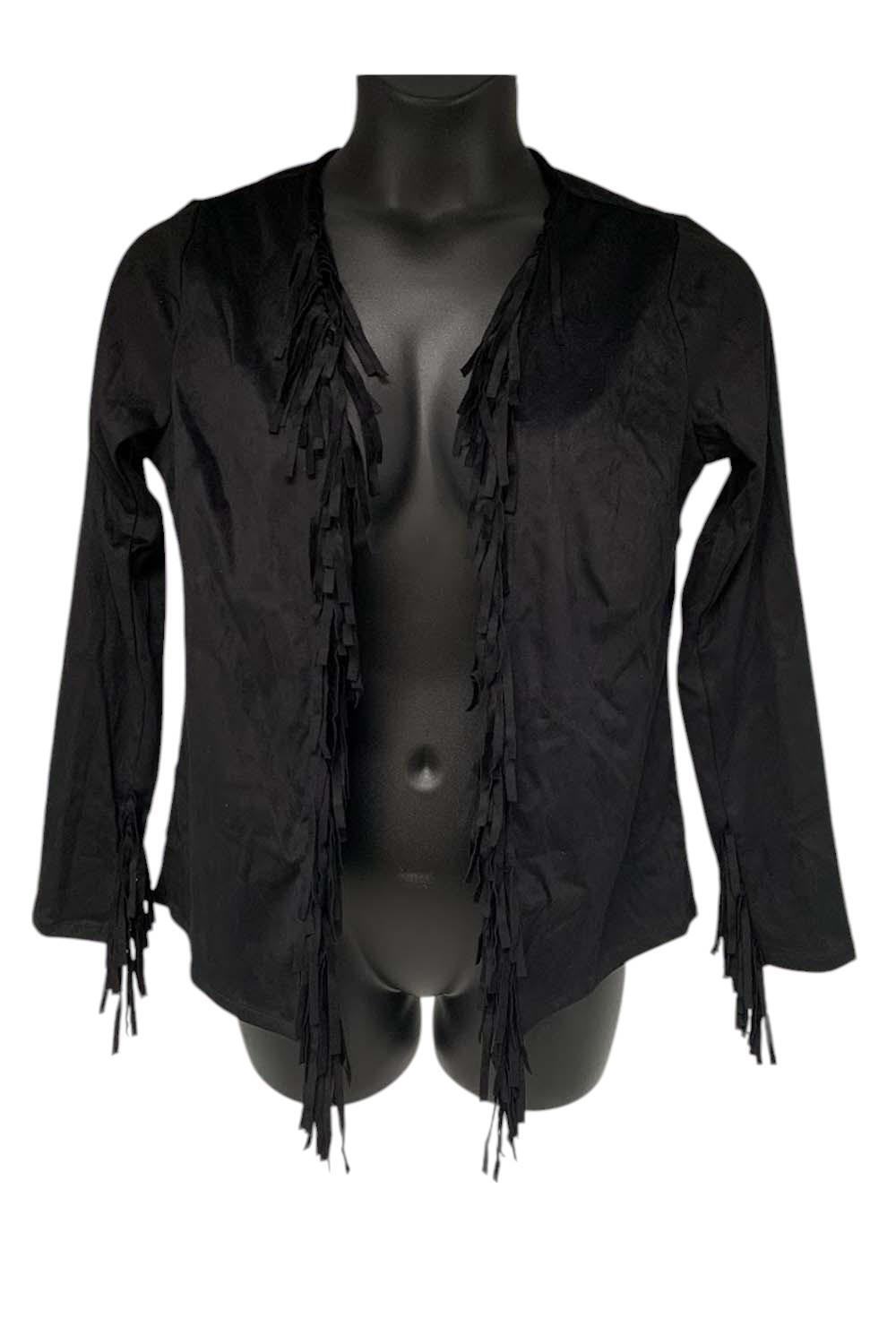 Colleen Lopez Women’s Faux Suede Fringe Topper Black