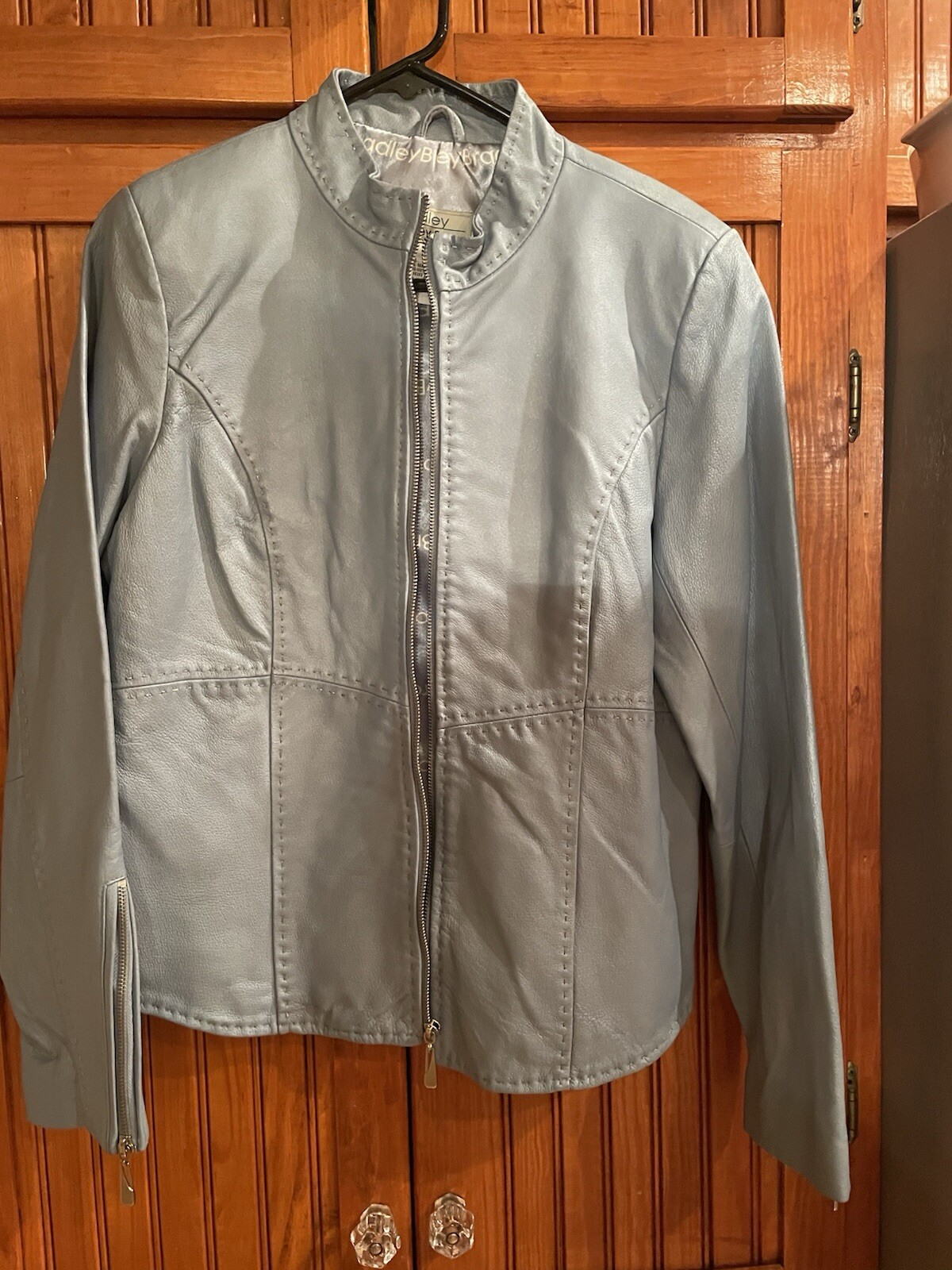 Bradley Bayou Blue 100% Genuine Leather Jacket Women Sz M