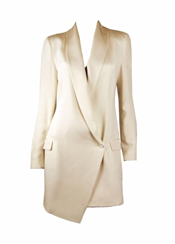Haute Hippie Cream Longline Drape Blazer Dress Silk S