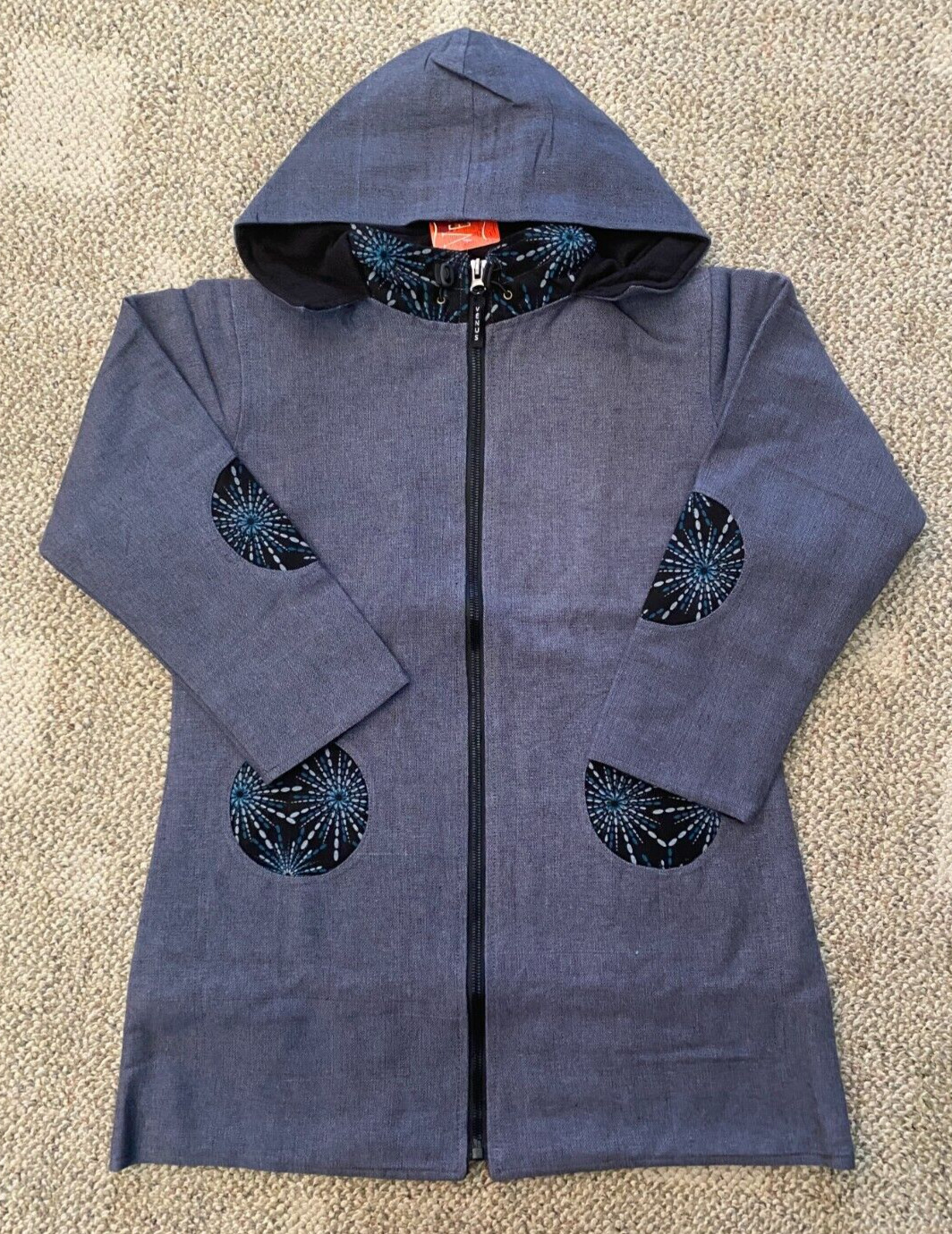 Venus Imports Fleece Lined Hooded Zip Jacket Coat Bluish Gray Size Small Sm