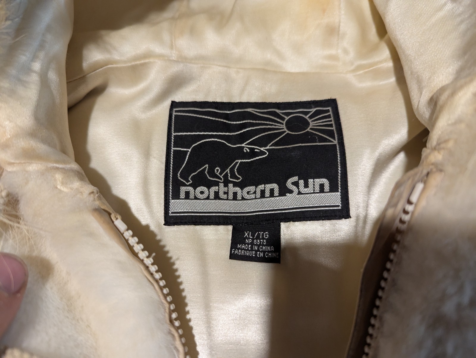 Northern Sun Coat Womens XL Deer Forest Satin Lined Faux Fur Hood Vintage Jacket
