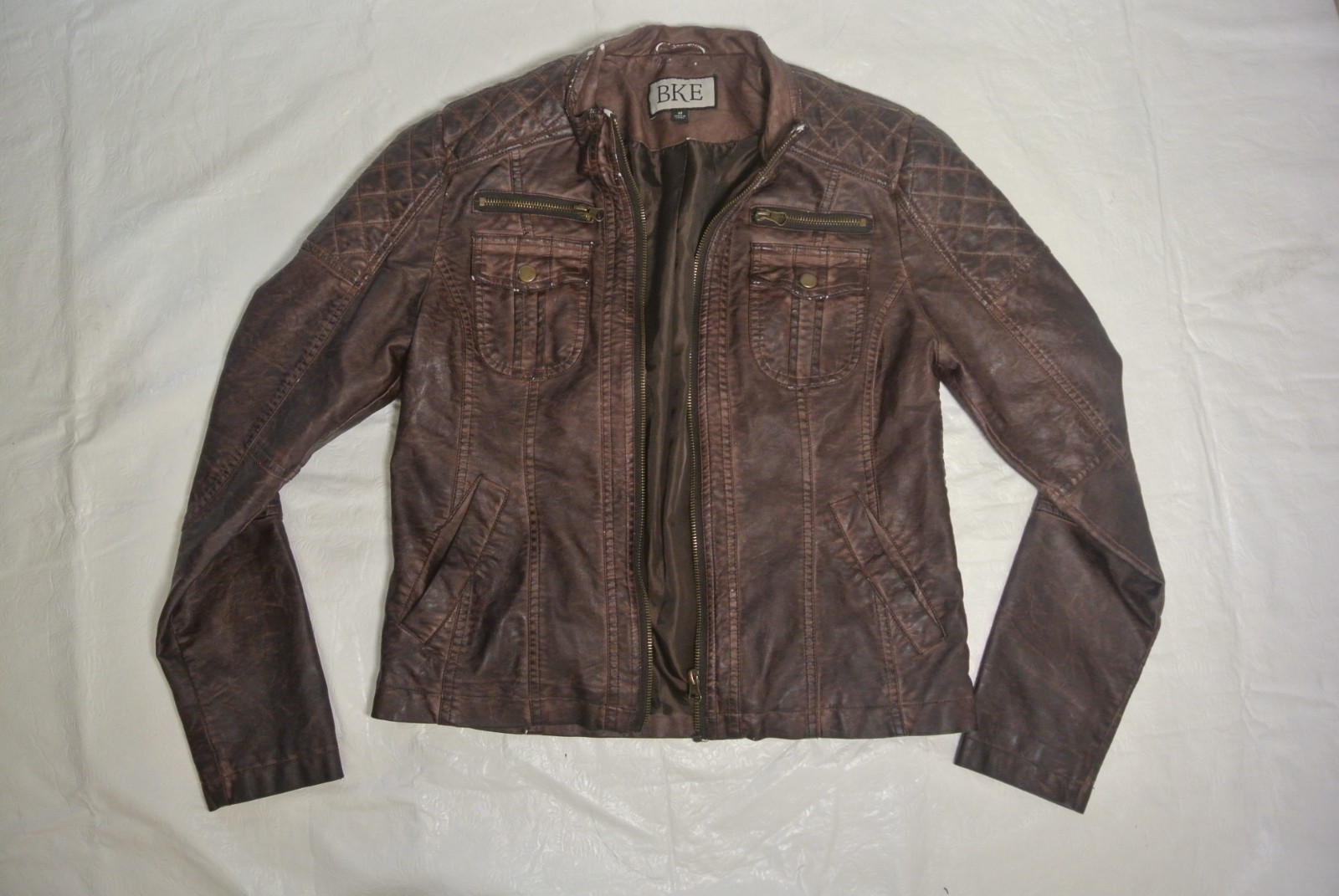 Buckle BKE Brown Quilted Zip-Up Biker Jacket women’s Medium