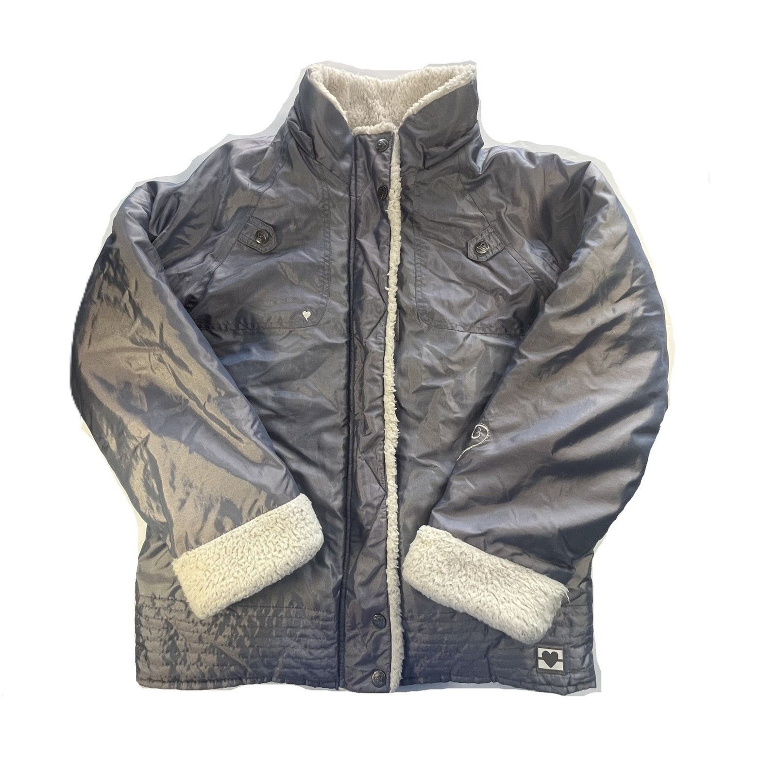 Amy Byer California Light Blue Winter Jacket Off-White Accents Women’s Coat XL