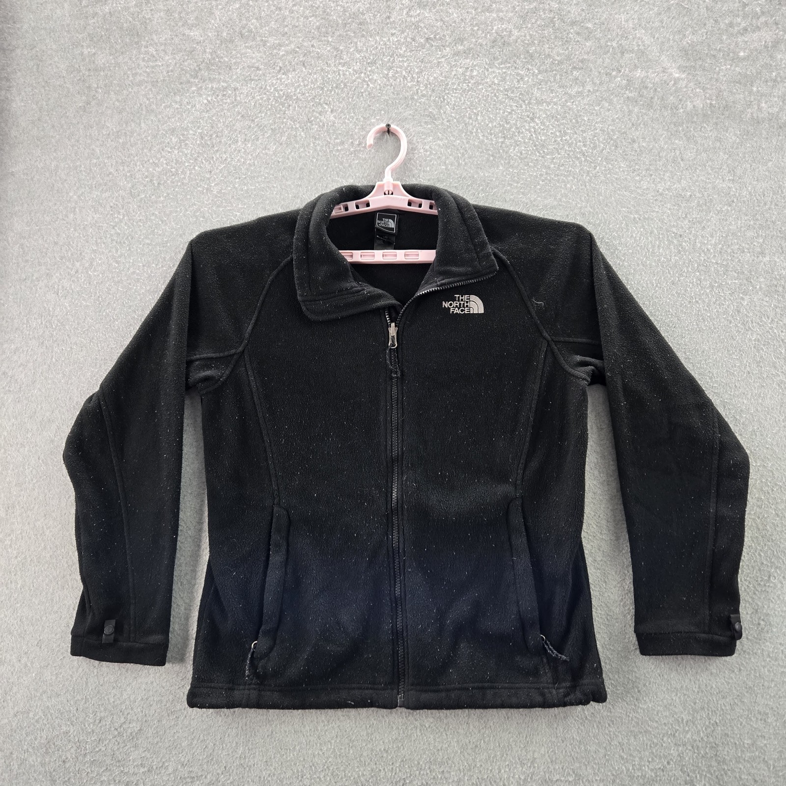 The North Face Women Jacket L Black Fleece Activewear Logo Full Zip Long Sleeve