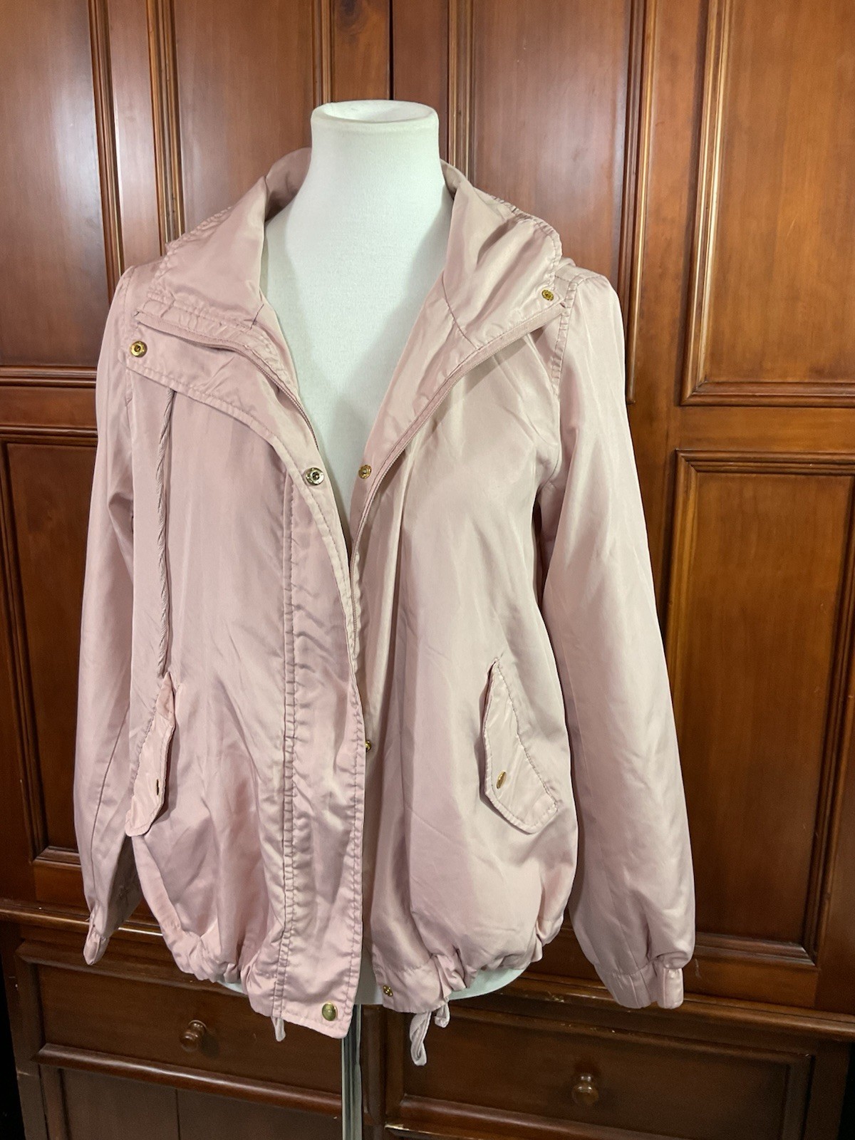 Catherine Malandrino Jacket Lightweight Solid Pink Size Small Women’s Hooded Zip