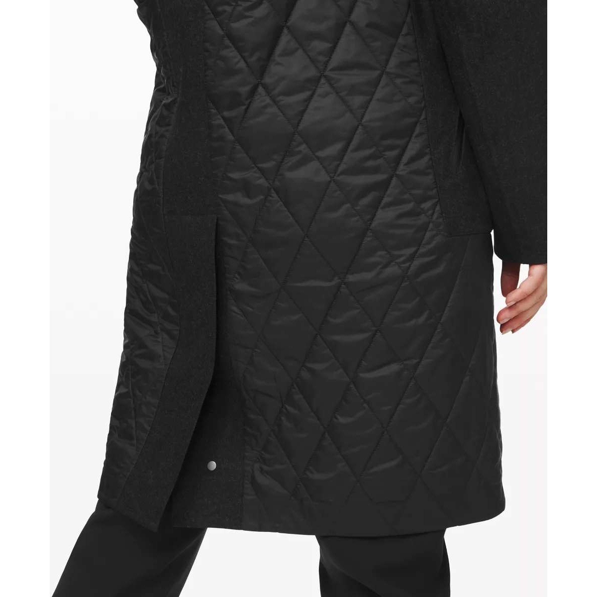 Lululemon Roam Far Wool Coat Heathered Black Size 12 Wool Blend