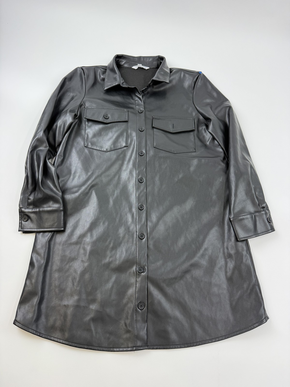 BB Dakota Steve Madden Coat Womens Large Black Faux Leather Shirt Jacket