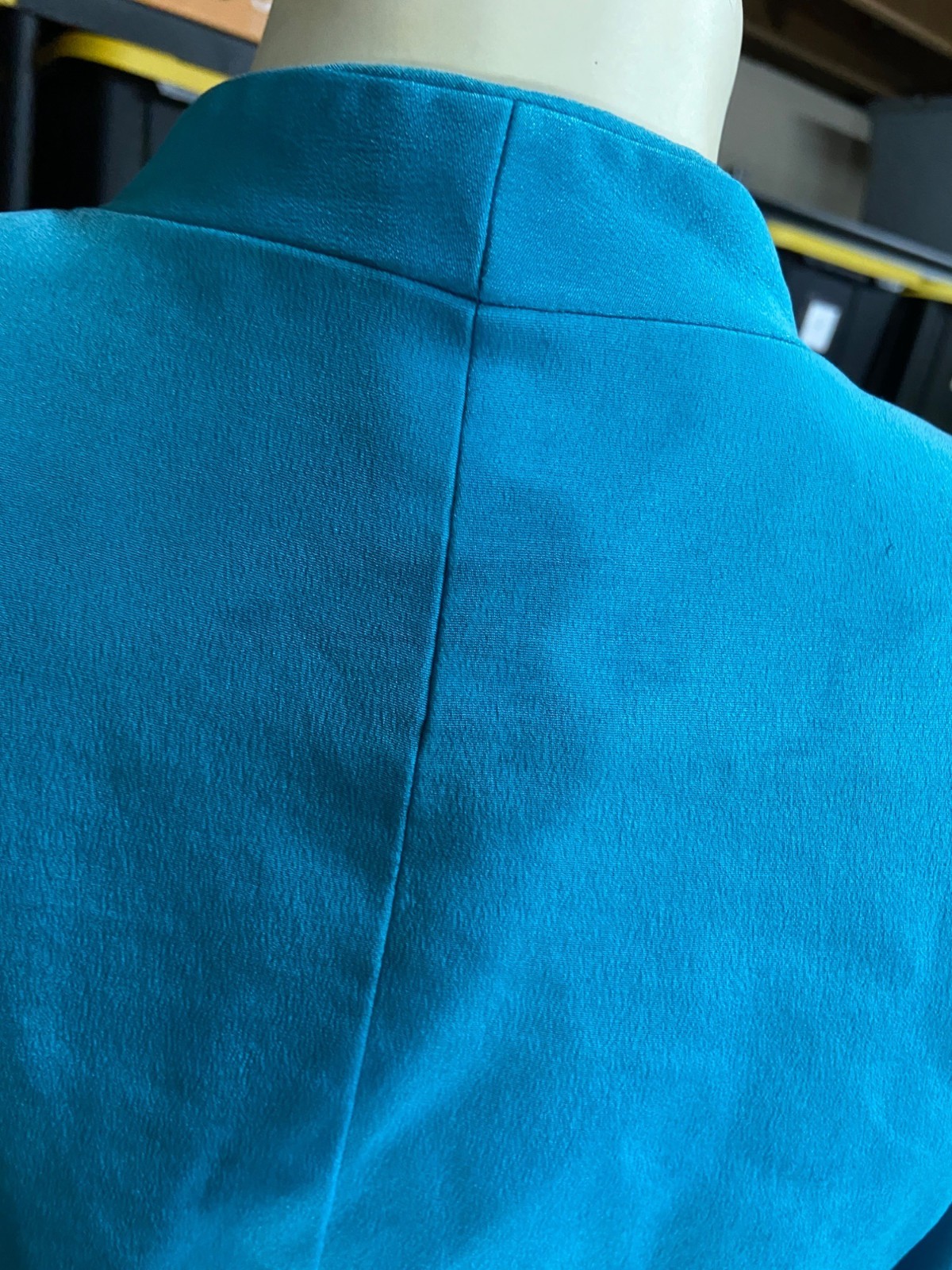 Vintage Rimini by Shaw Silk Blazer Size 6 Teal Rhinestone Buttons Elegant Y2K