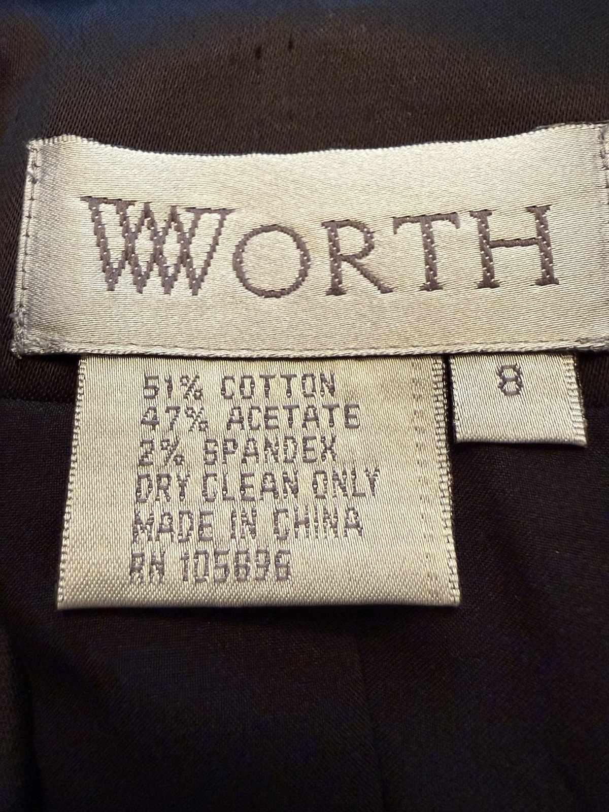 Worth Women’s M Black Tuxedo Jacket Hip Quilted Belt Hidden Buttons Notch Collar