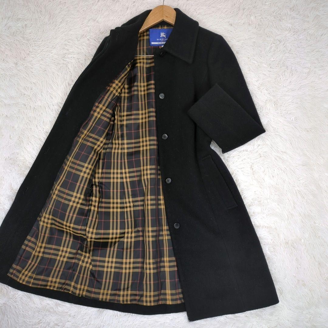 Burberry Blue Label Size M Angora Blend Sten Collar Coat Long Black