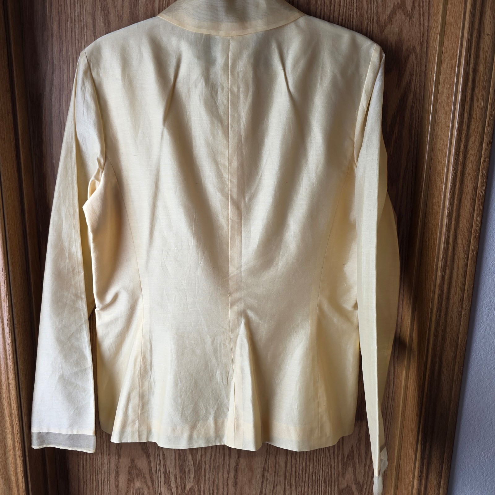 Dana Buchman Blazer Womens 8 Silk Cotton Blend Yellow Pearl Button Jacket