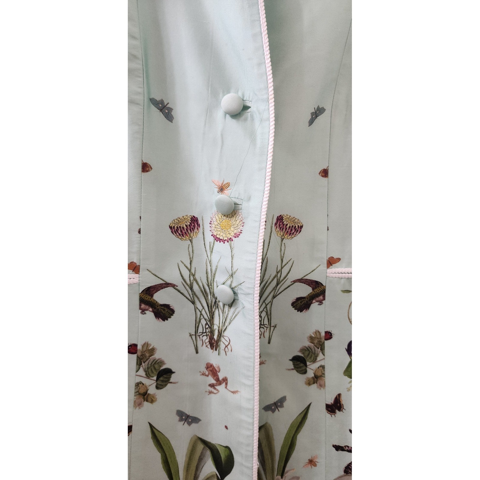 Gramercy Atelier Mint Green Botanical Print Longline Blazer Jacket Womens 6