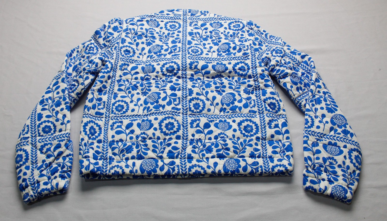 Boden Women’s Plus Highbury Quilted Vine Tile Printed Jacket LB3 Blue Size 1X
