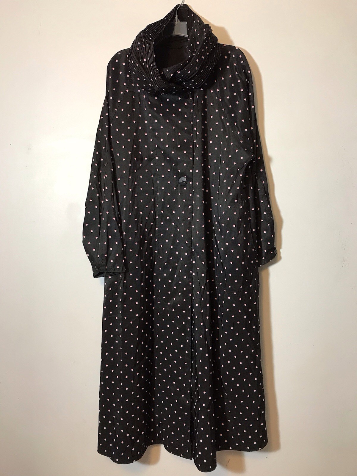 Mycra Pac Pink Polka Dot Donatella Maxi Long Reversible Coat 2 M/L Pleated