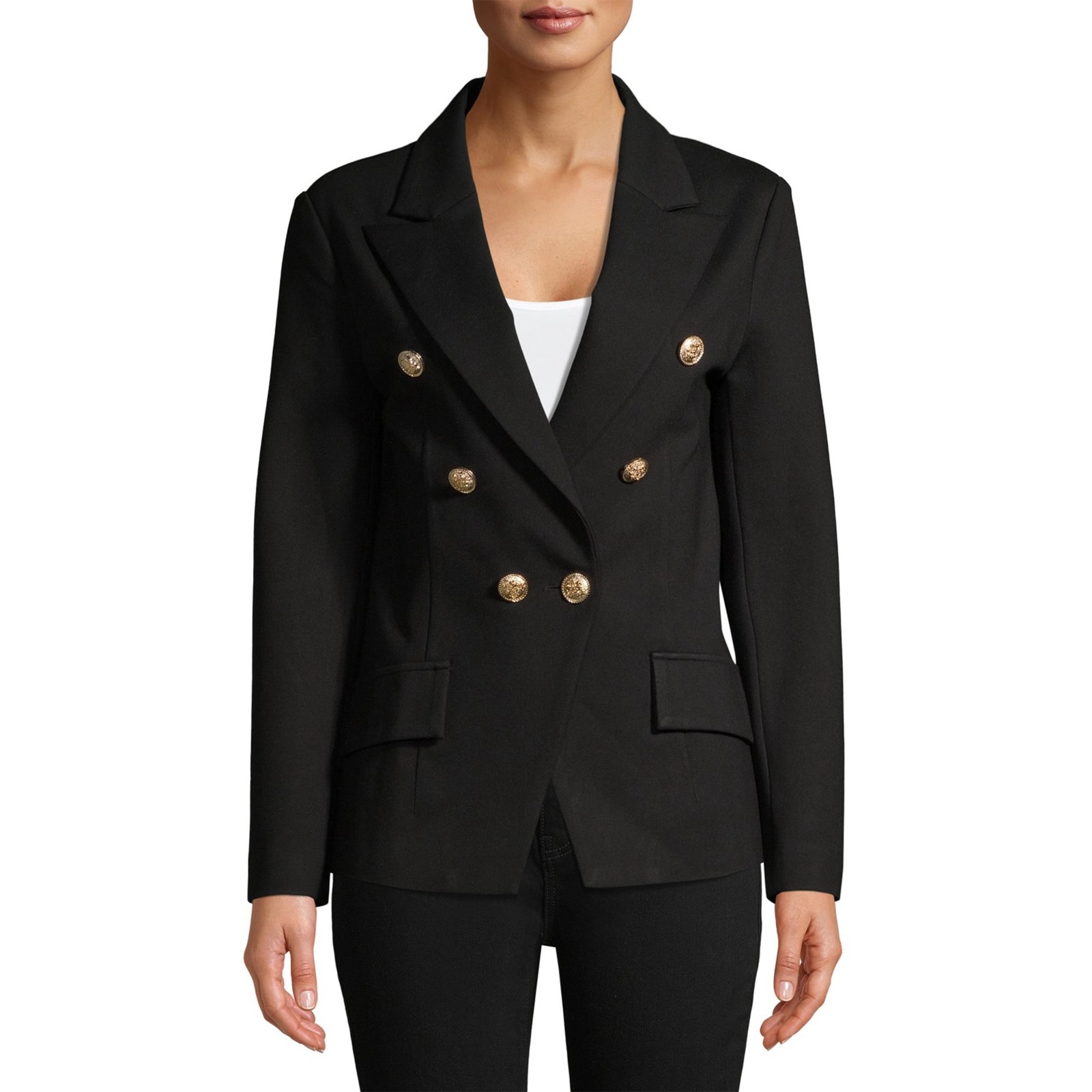 Attitude Unknown Women’s Size S Black Ponte Blazer –AD4–