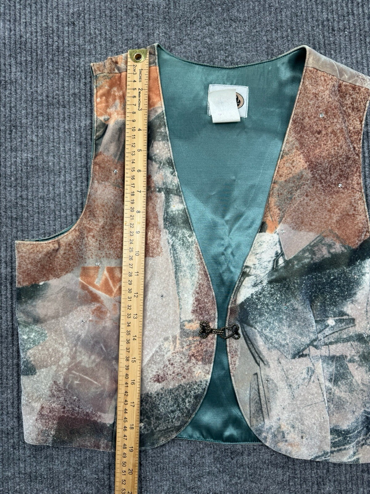 Western Collection Vest Women’s Large Geometric Pattern Blue Brown Hook USA VTG